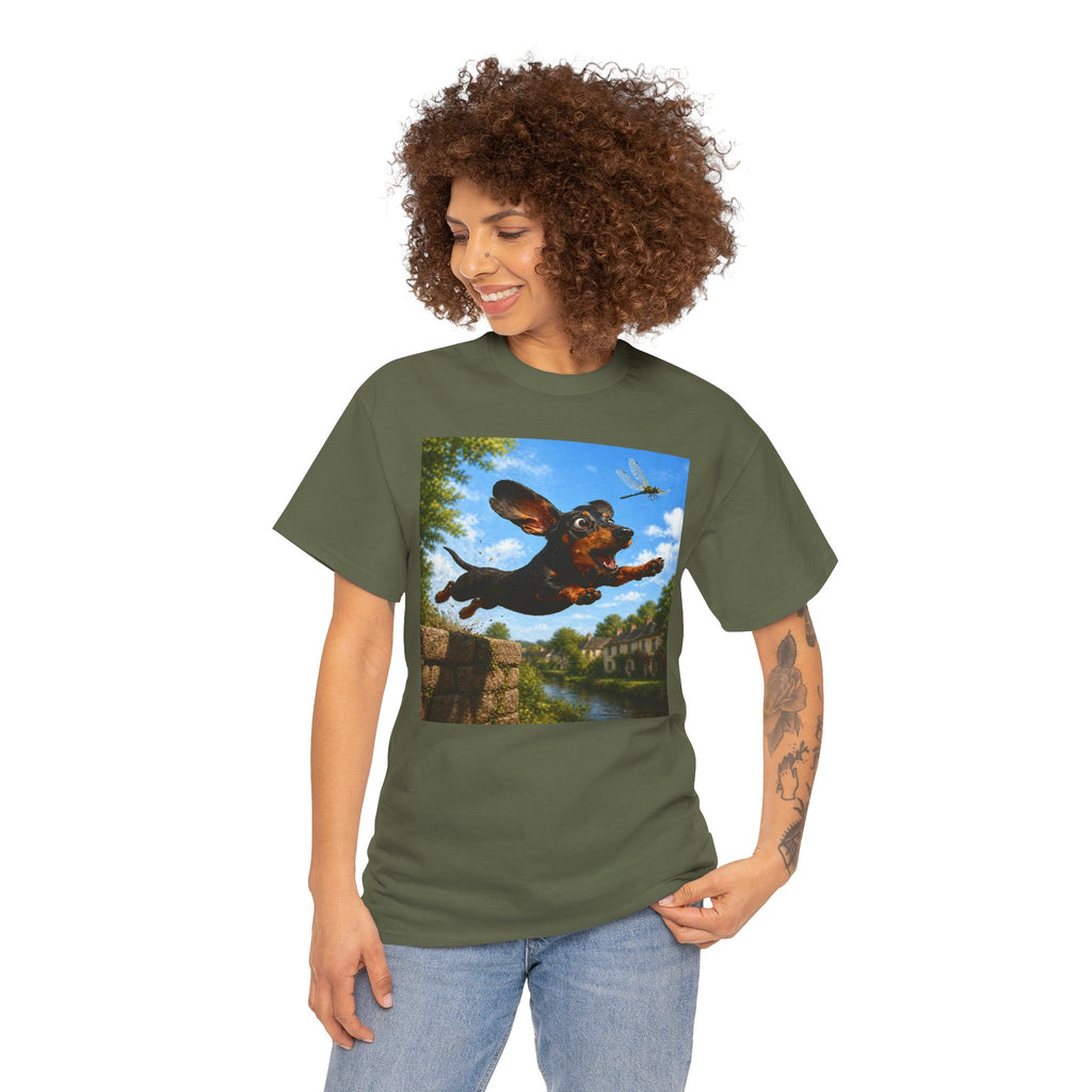 Flying Dachshund Dragonfly Chase T-Shirt