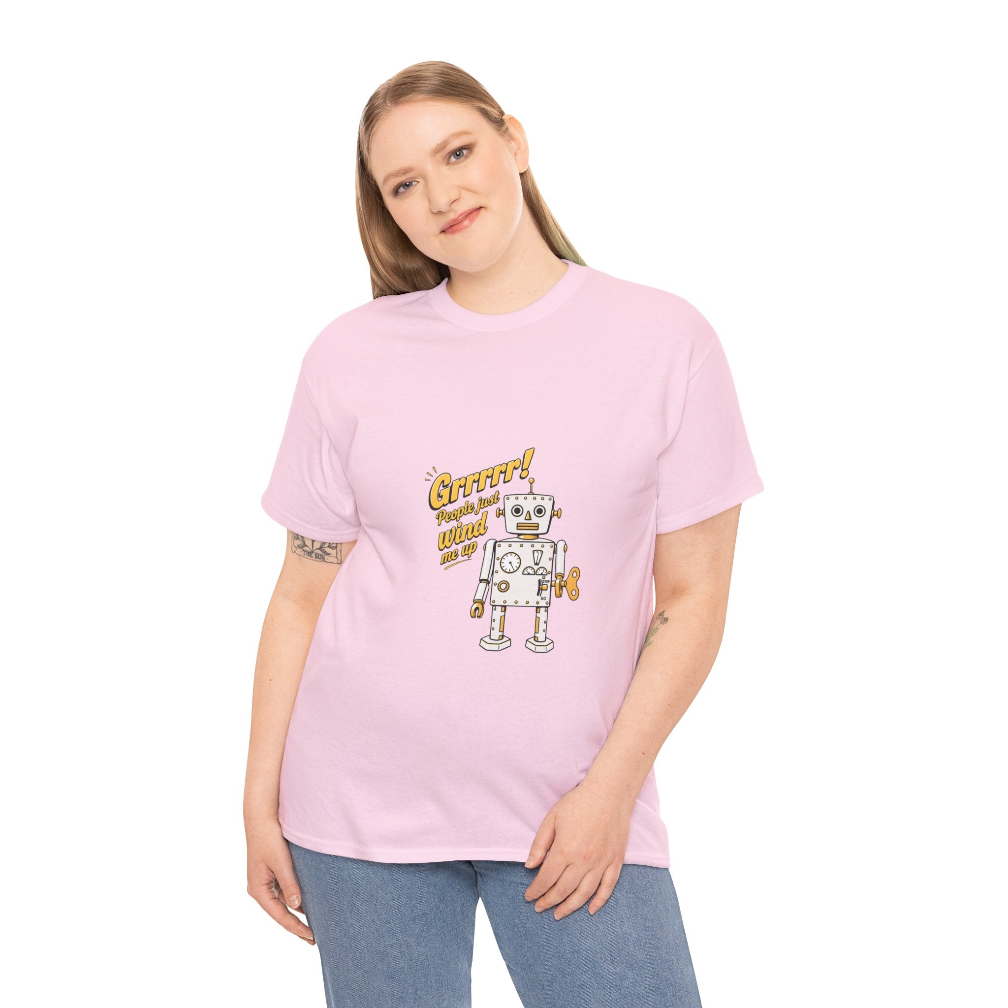 Retro Robot 'Grrrr!' please don't wind me up Graphic Tee — Vintage Wind-Up Robot T-Shirt