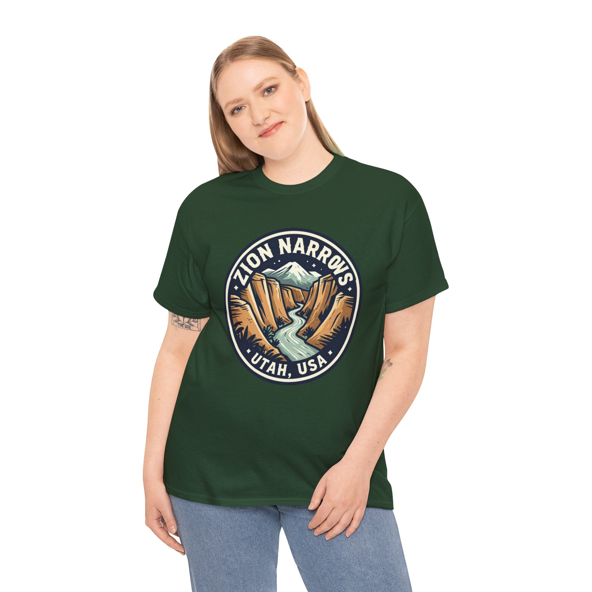 Zion Narrows Utah River Badge Tee — National Park Hiking T‑Shirt