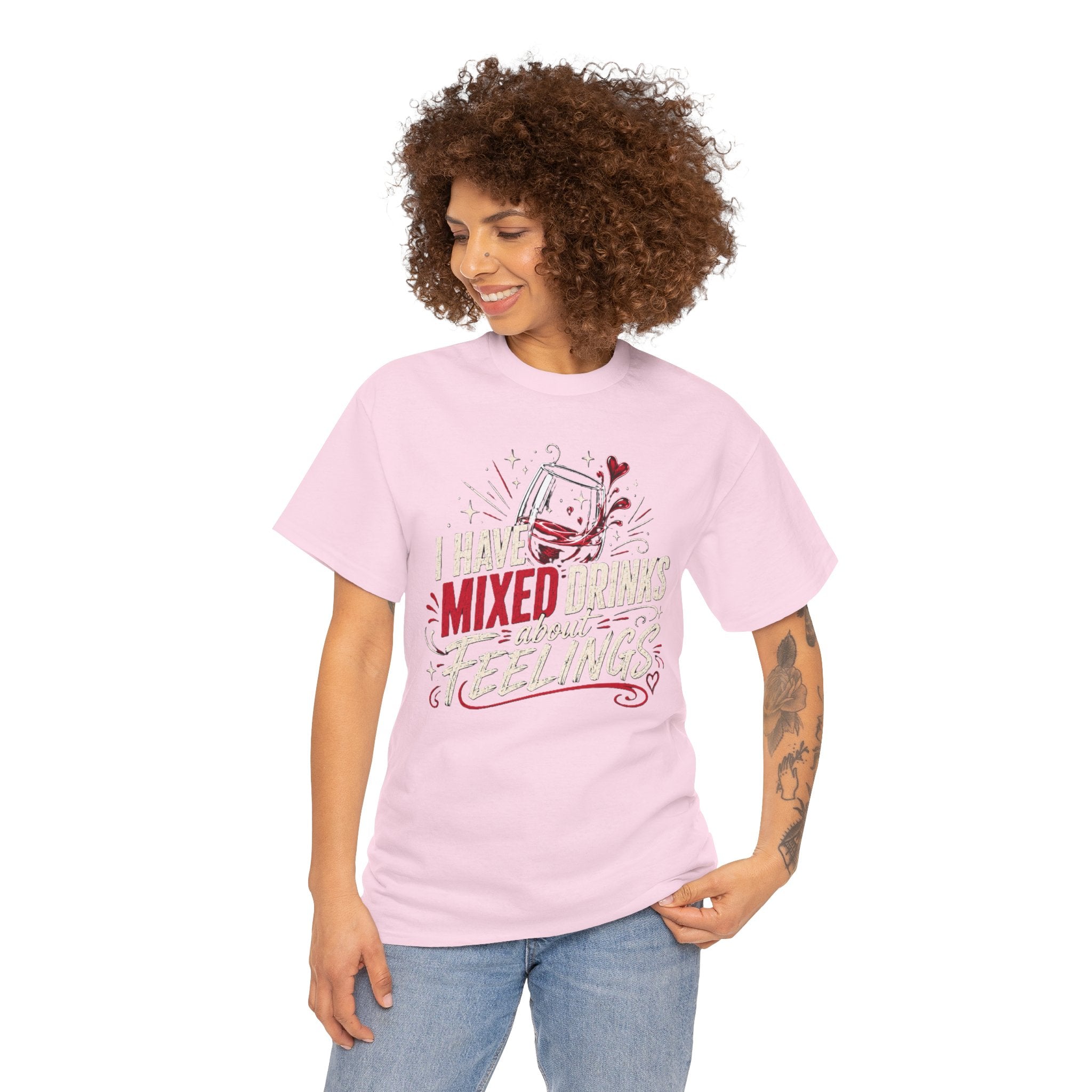 I Have Mixed Drinks About Feelings – Funny Wine Graphic T-Shirt