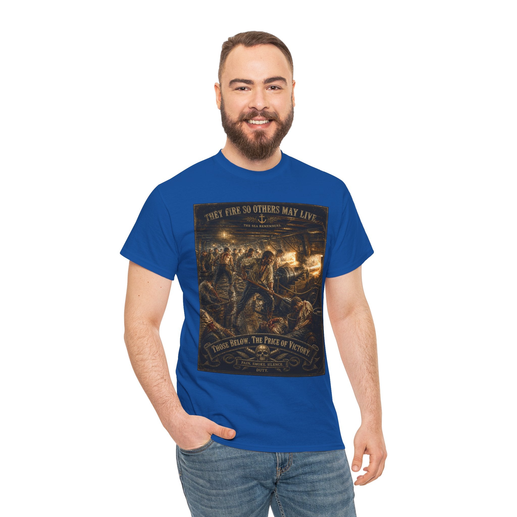Gun Deck Battle T-Shirt | Naval Warfare Sailor Art Graphic Tee | Age of Sail History Shirt