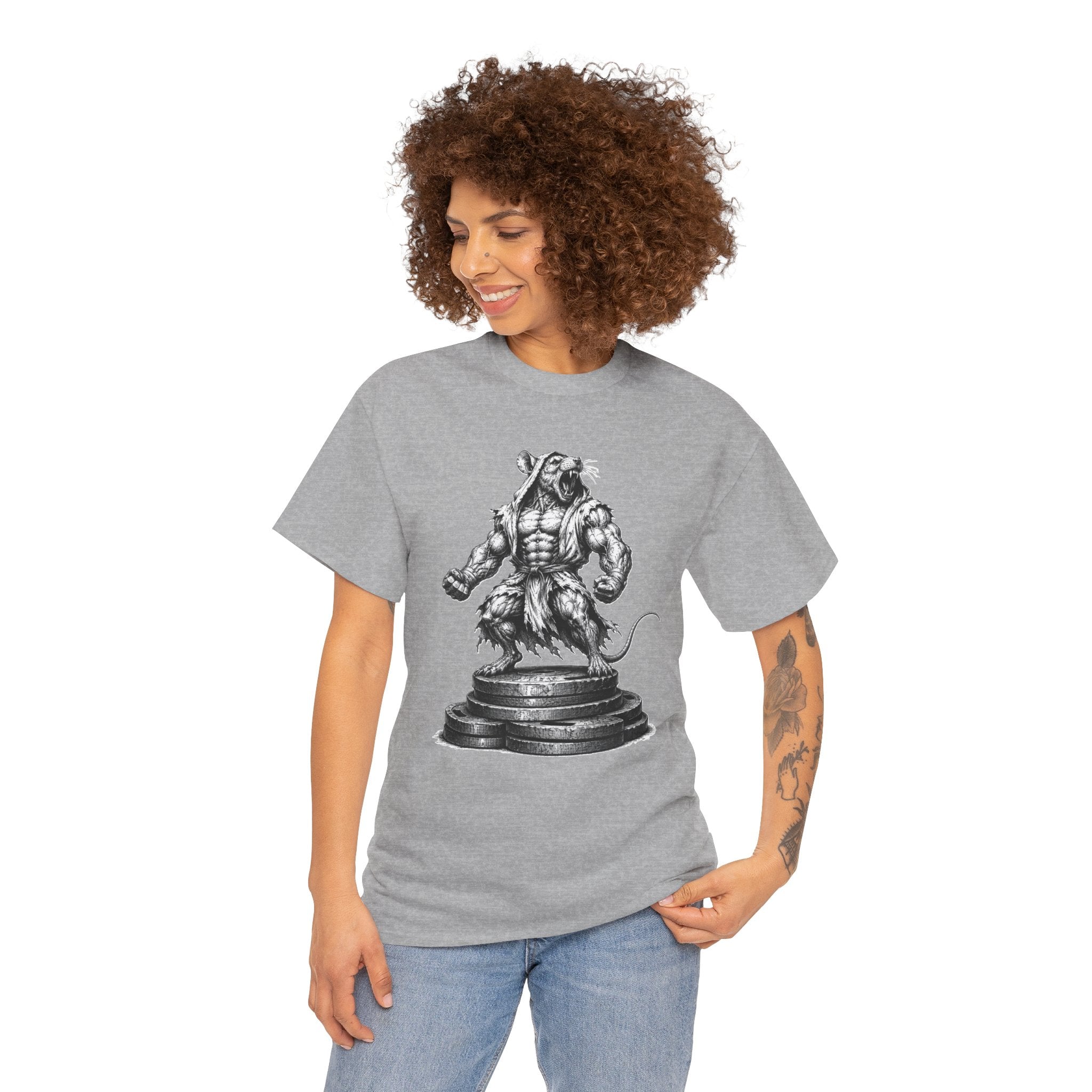 Gym Rat T-Shirt | Roaring Bodybuilder Rat Illustration Tee