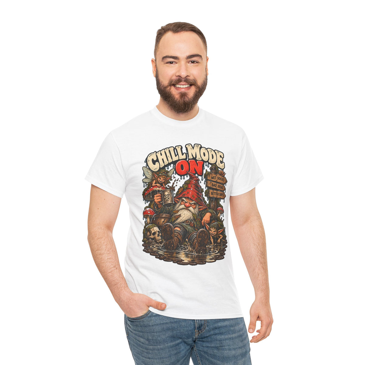 Chill Mode On: Grumpy Gnome Puddle T-Shirt
