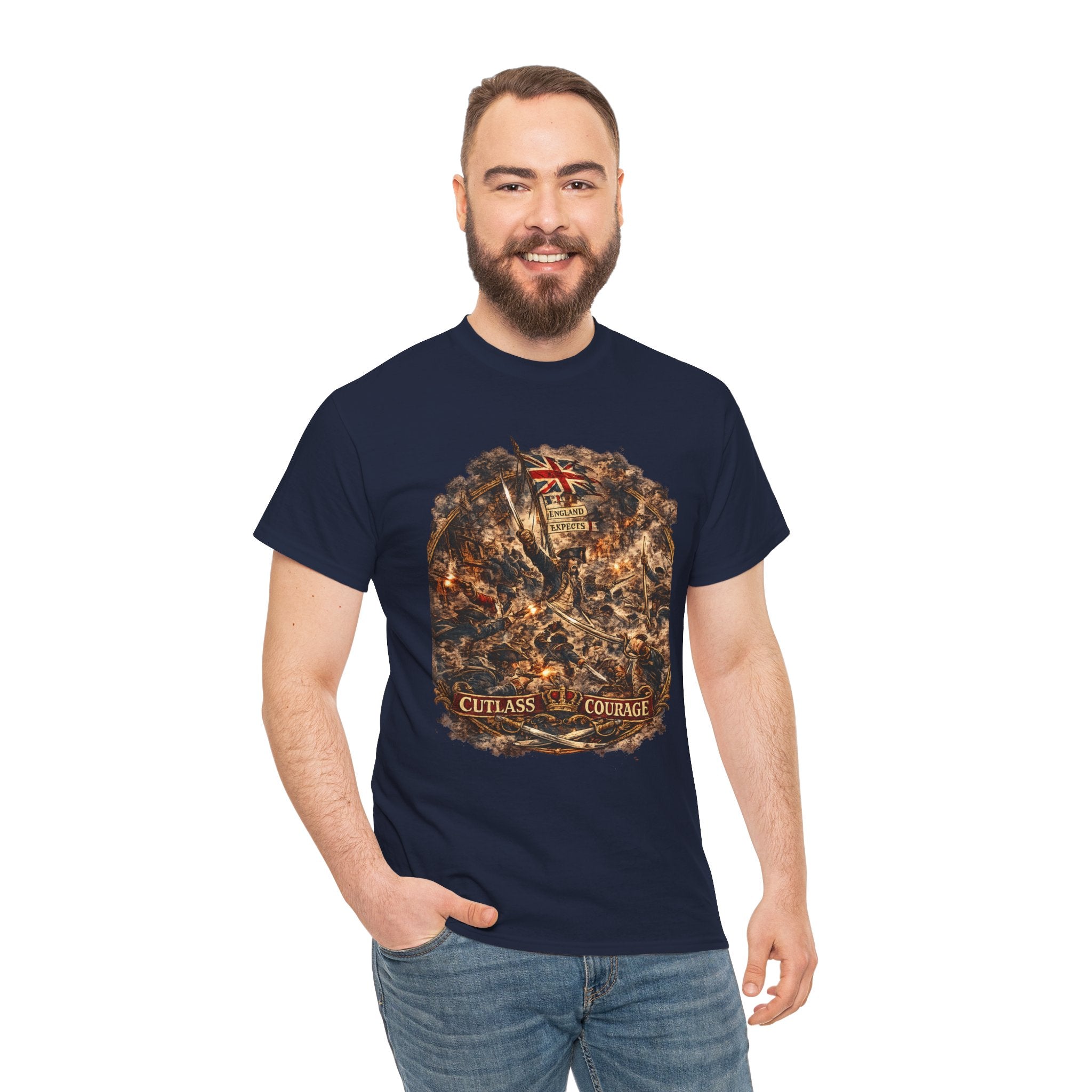 Cutlass Courage T-Shirt | Royal Navy Boarding Action Graphic Tee | Age of Sail Naval Battle Shirt