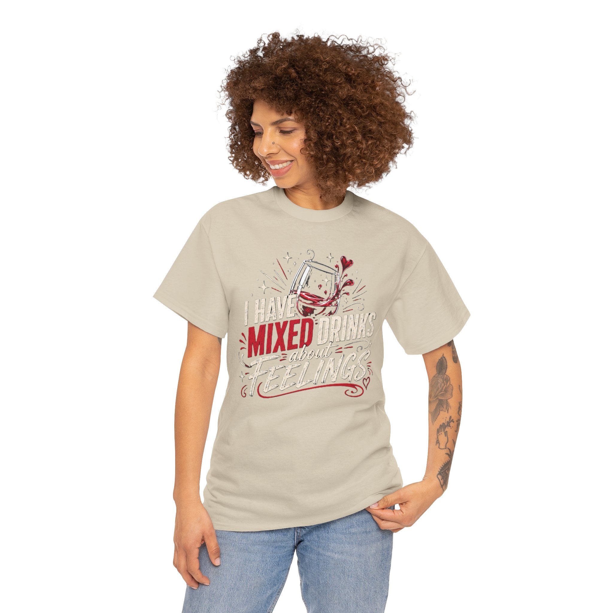 I Have Mixed Drinks About Feelings – Funny Wine Graphic T-Shirt