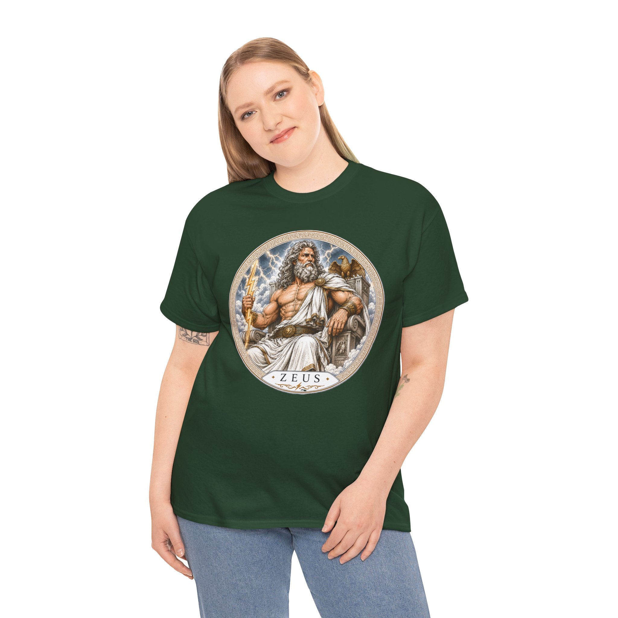 Zeus Greek Mythology T-Shirt — King of the Gods Lightning Bolt Olympus Eagle