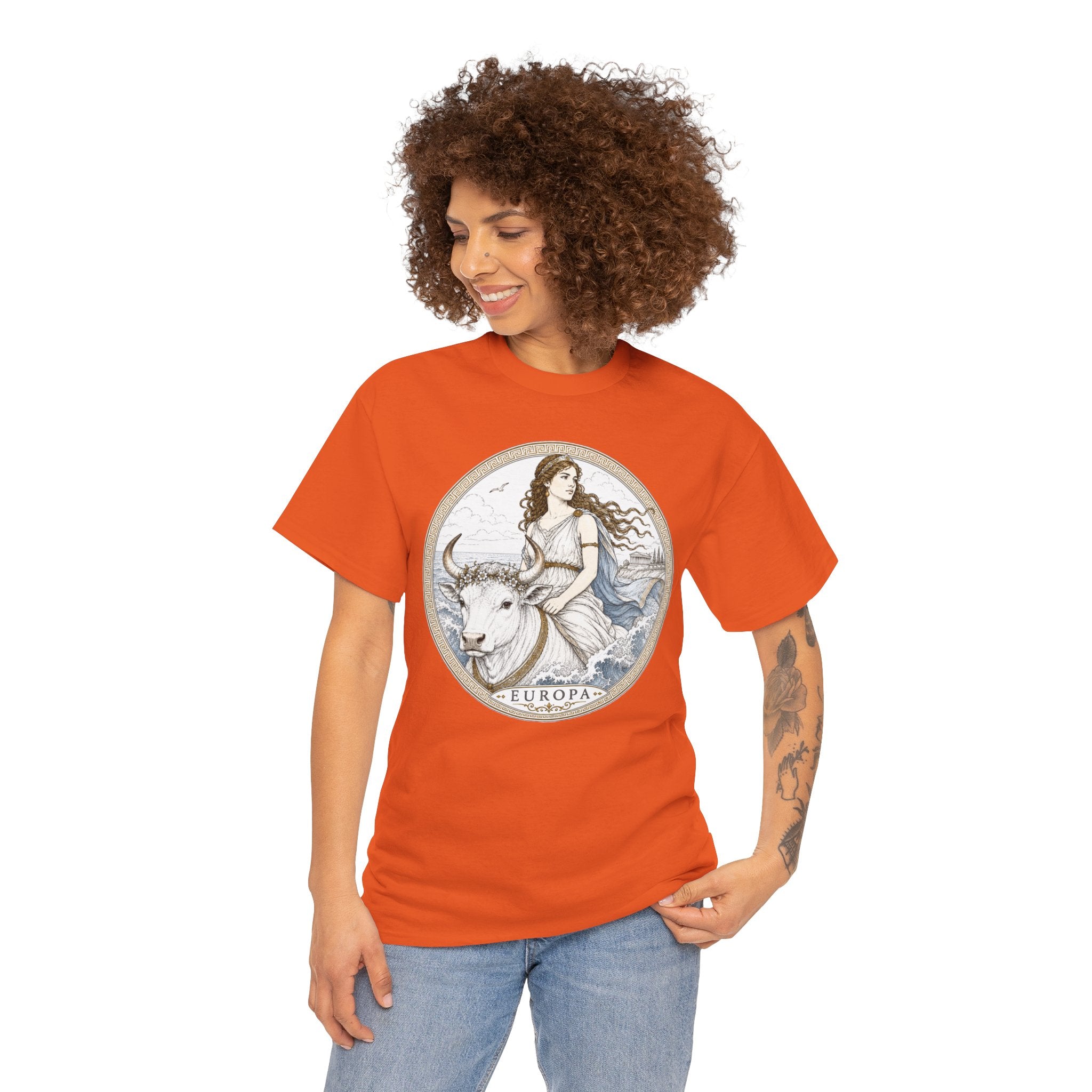 Europa Greek Mythology T-Shirt — Ancient Legend Zeus White Bull Ocean Queen