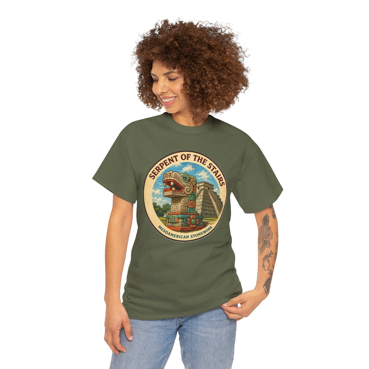 Serpent of the Stairs T-Shirt – Kukulkan Feathered Serpent Mesoamerican Stonework Tee