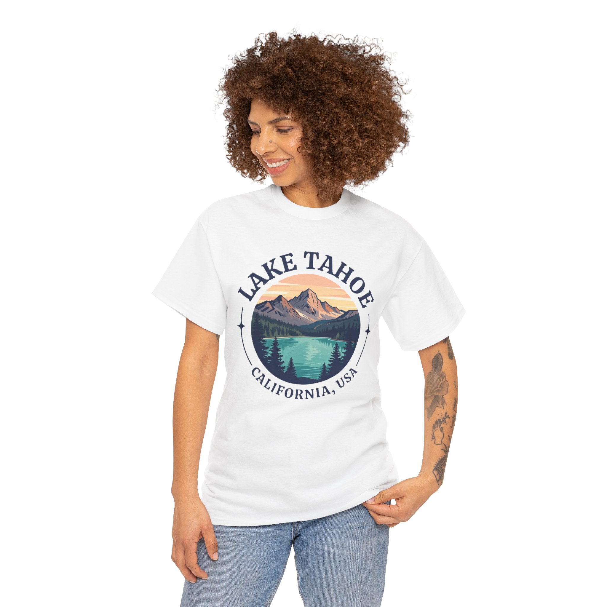 Lake Tahoe Graphic Tee — California Mountain & Lake Vintage Travel Shirt
