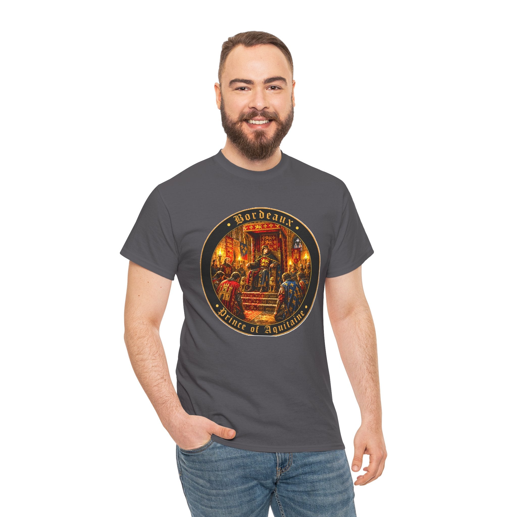 Bordeaux T-Shirt — "Prince of Aquitaine" Medieval Court Roundel Graphic Tee