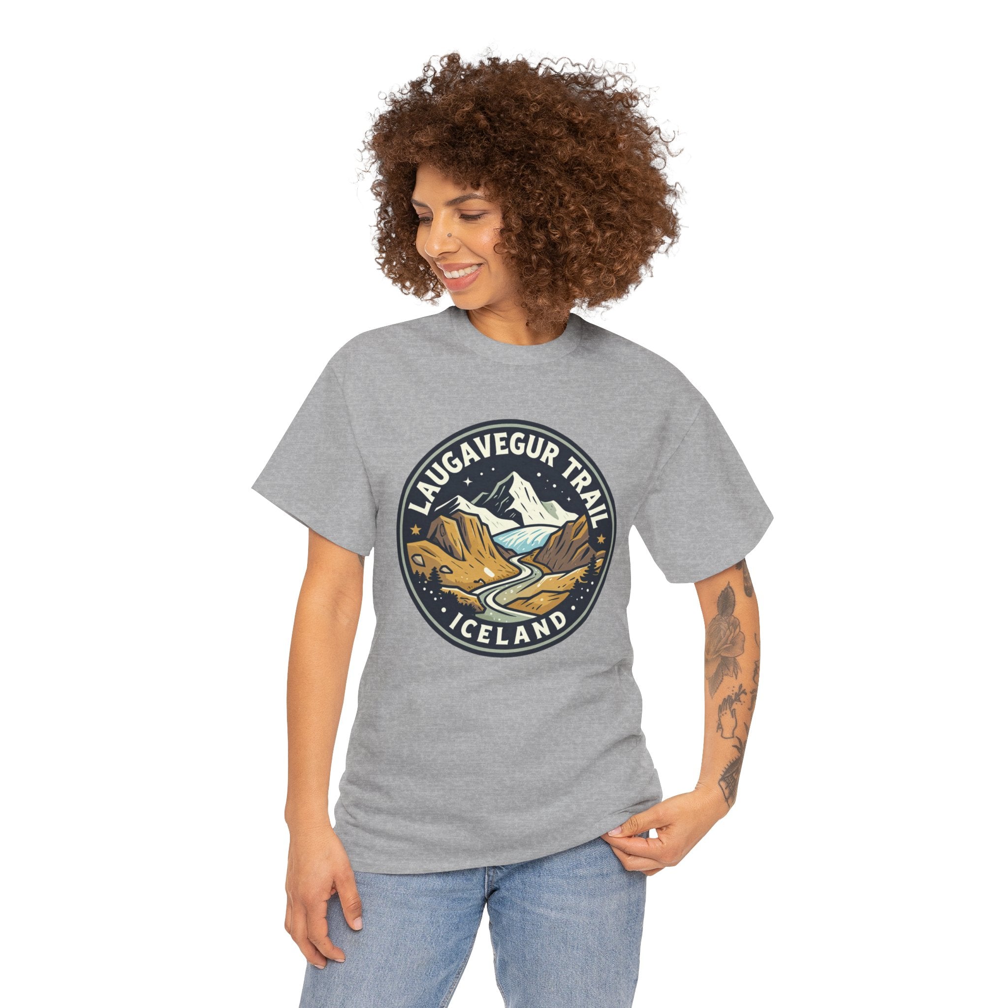 Laugavegur Trail Iceland T-Shirt — Vintage Hiking Badge Tee