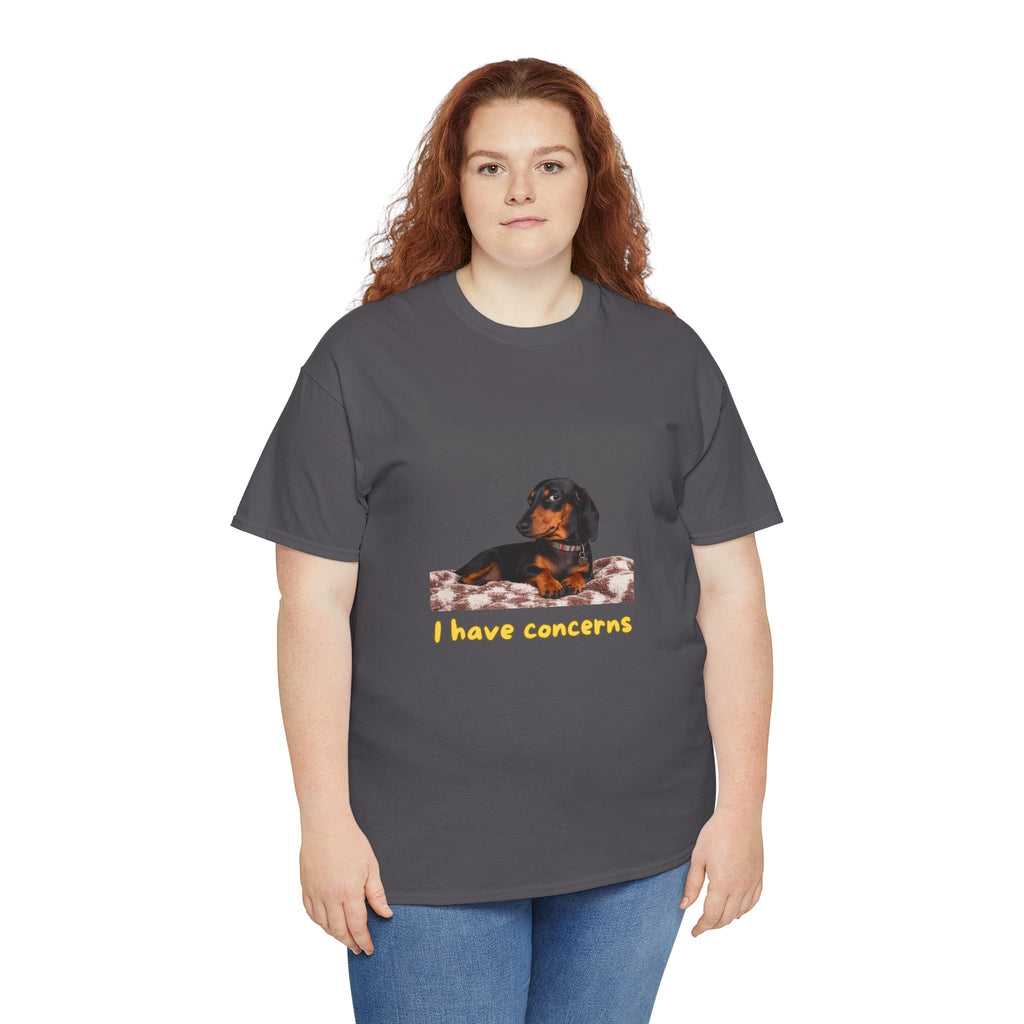 I Have Concerns T-Shirt – Funny Dachshund Side Eye Dog | Sausage Dog Wiener Dog Attitude Graphic Tee