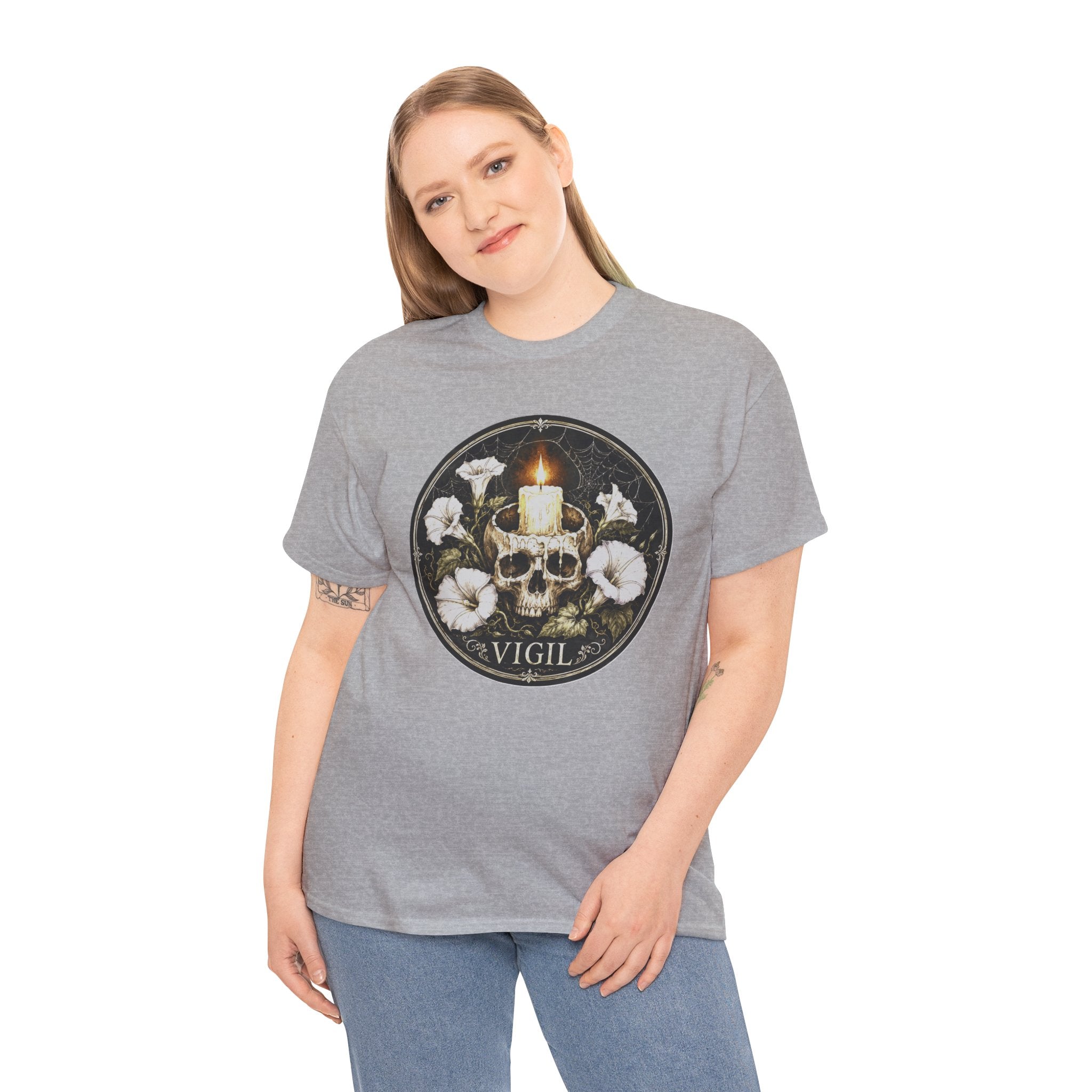 Vigil T-Shirt | Skull Candle Gothic Occult Tee