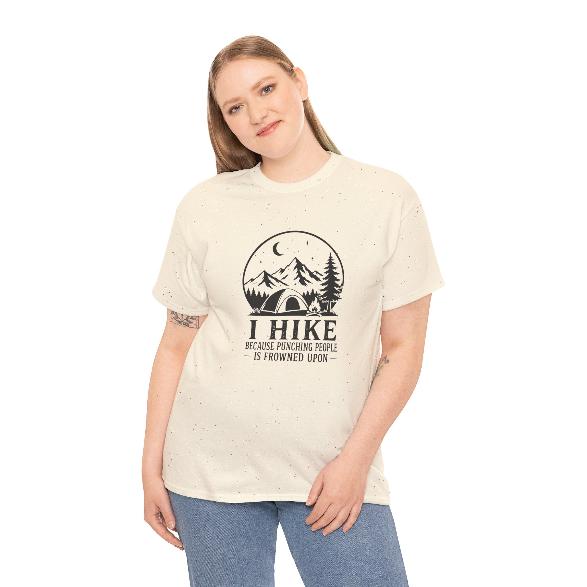 Hiking Graphic T-Shirt — "I Hike Because Punching People Is Frowned Upon" Outdoor Camping Tee