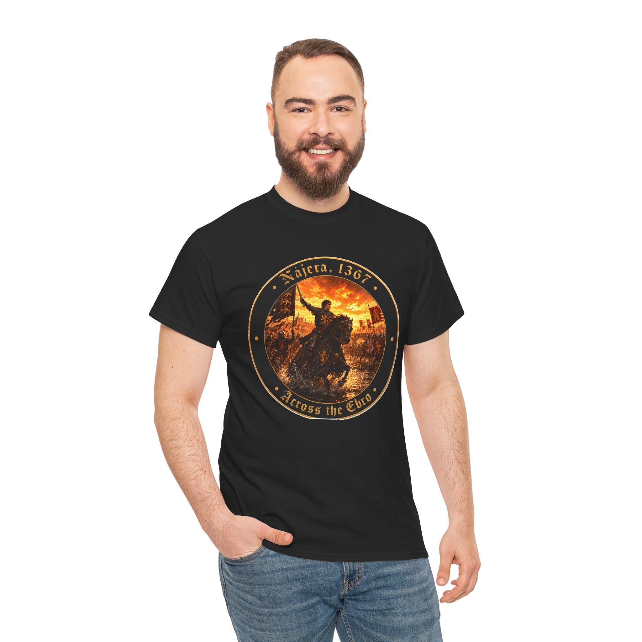 Nájera 1367 T-Shirt — "Across the Ebro" Medieval Battle Roundel Graphic Tee