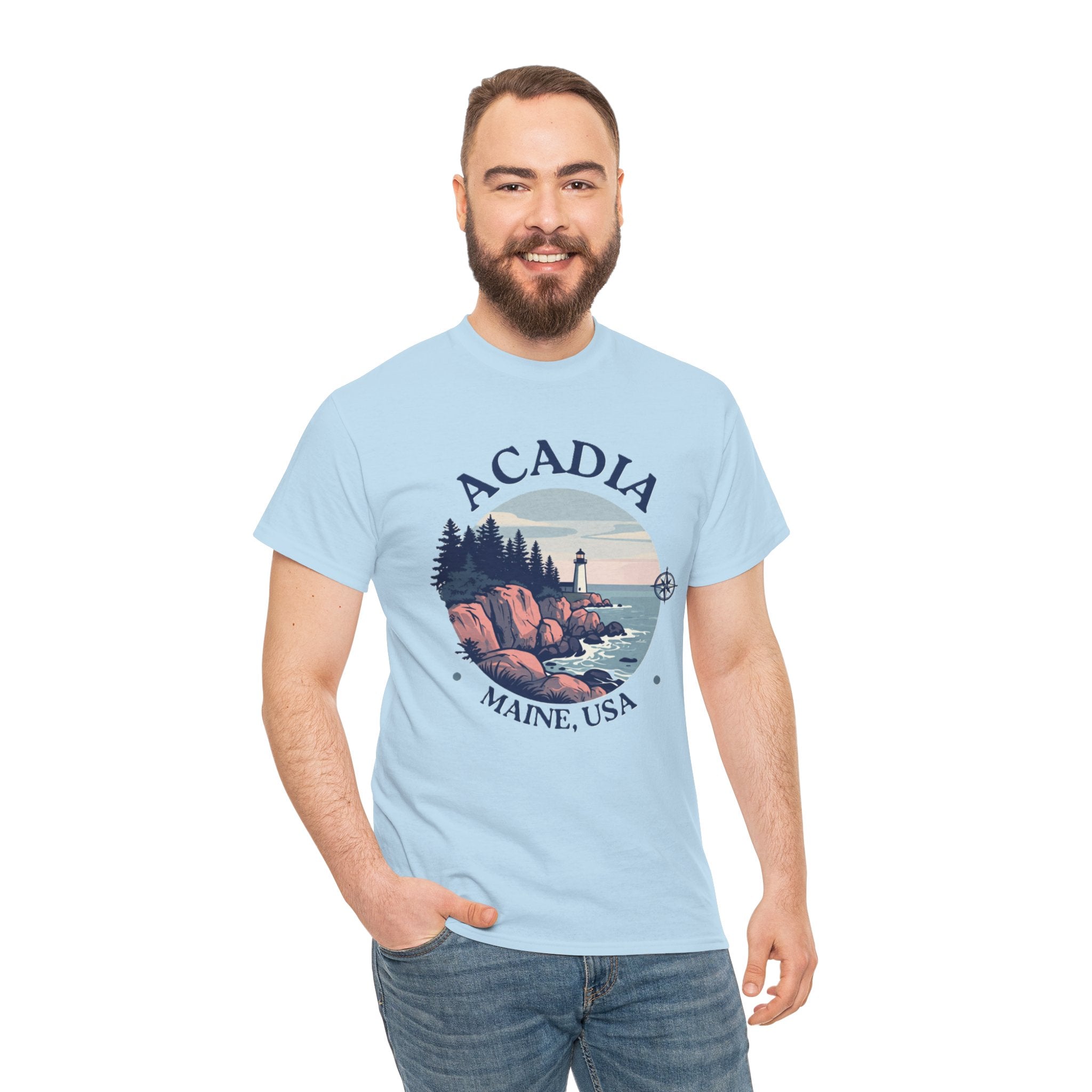Acadia National Park T-Shirt | Maine Lighthouse Hiking Tee | Vintage Coastal Badge Graphic Shirt | Maine Travel Gift