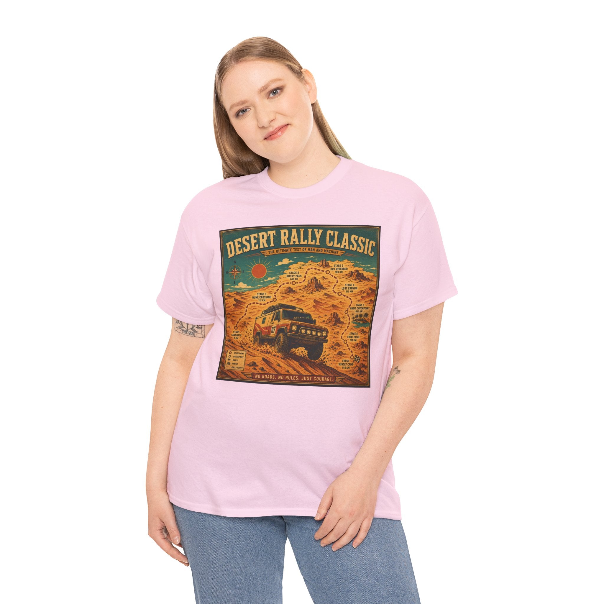 Desert Rally Classic Tee - Off-Road Vintage SUV Graphic ShirtDesert Rally Classic T-Shirt | Vintage Off-Road Racing Map Graphic Tee | Dakar Style Rally Route Shirt | Retro Motorsport Poster Art