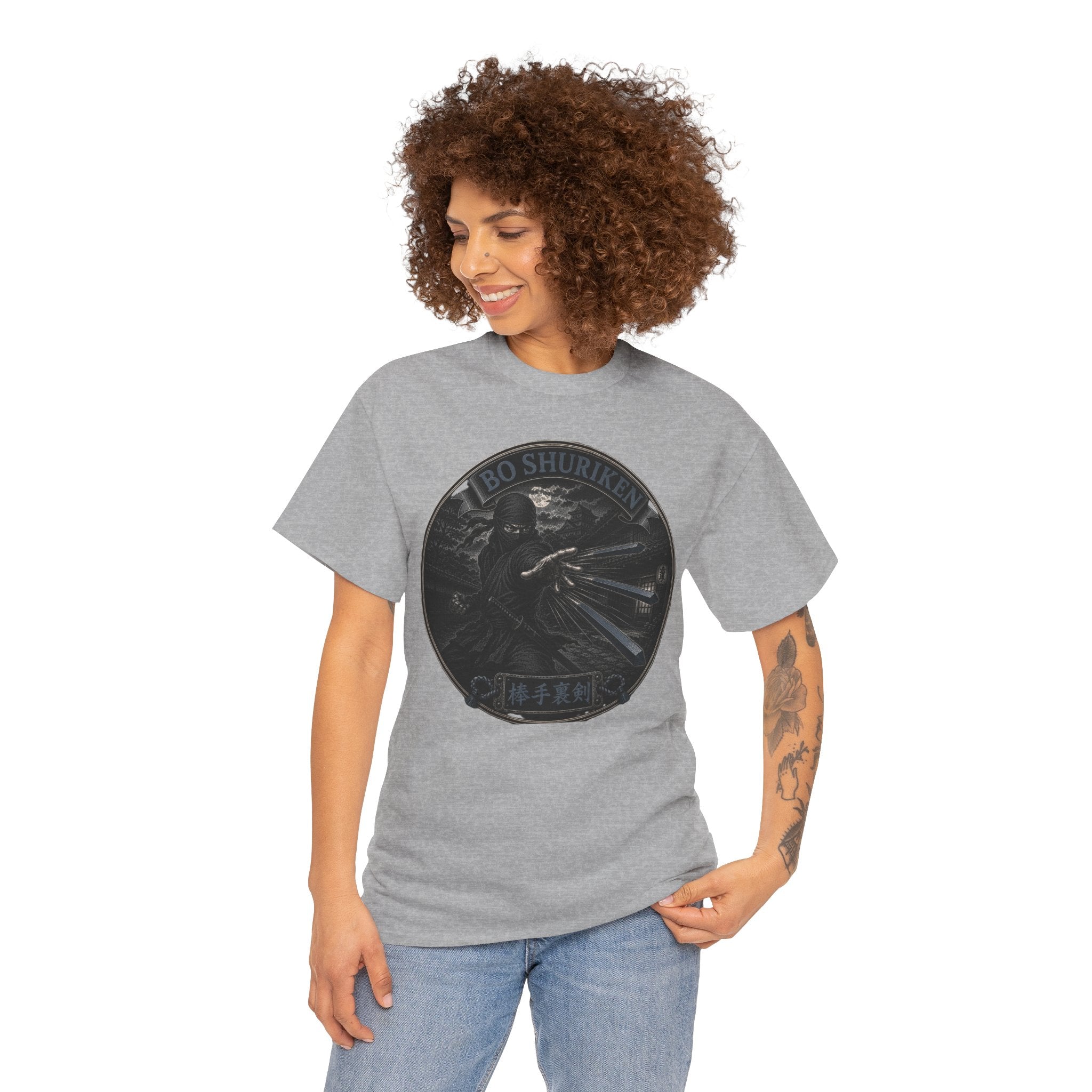 Bō Shuriken Ninja Throwing Spikes T-Shirt | Japanese Ninja Weapon Tee