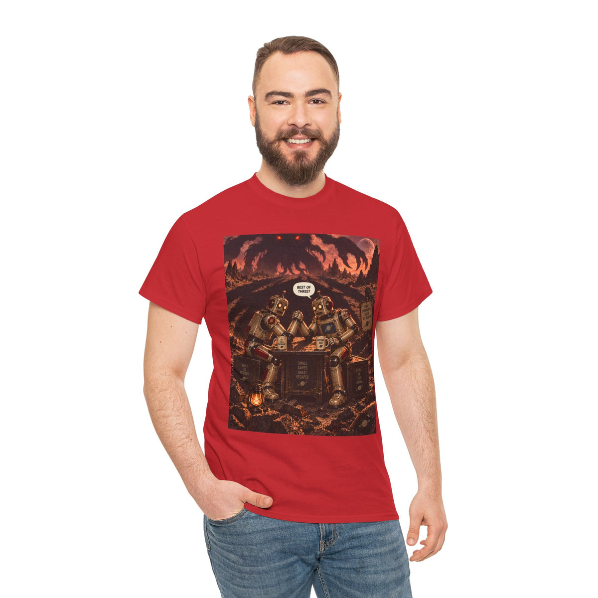 Best of Three? Retro Robot Arm-Wrestling T-Shirt