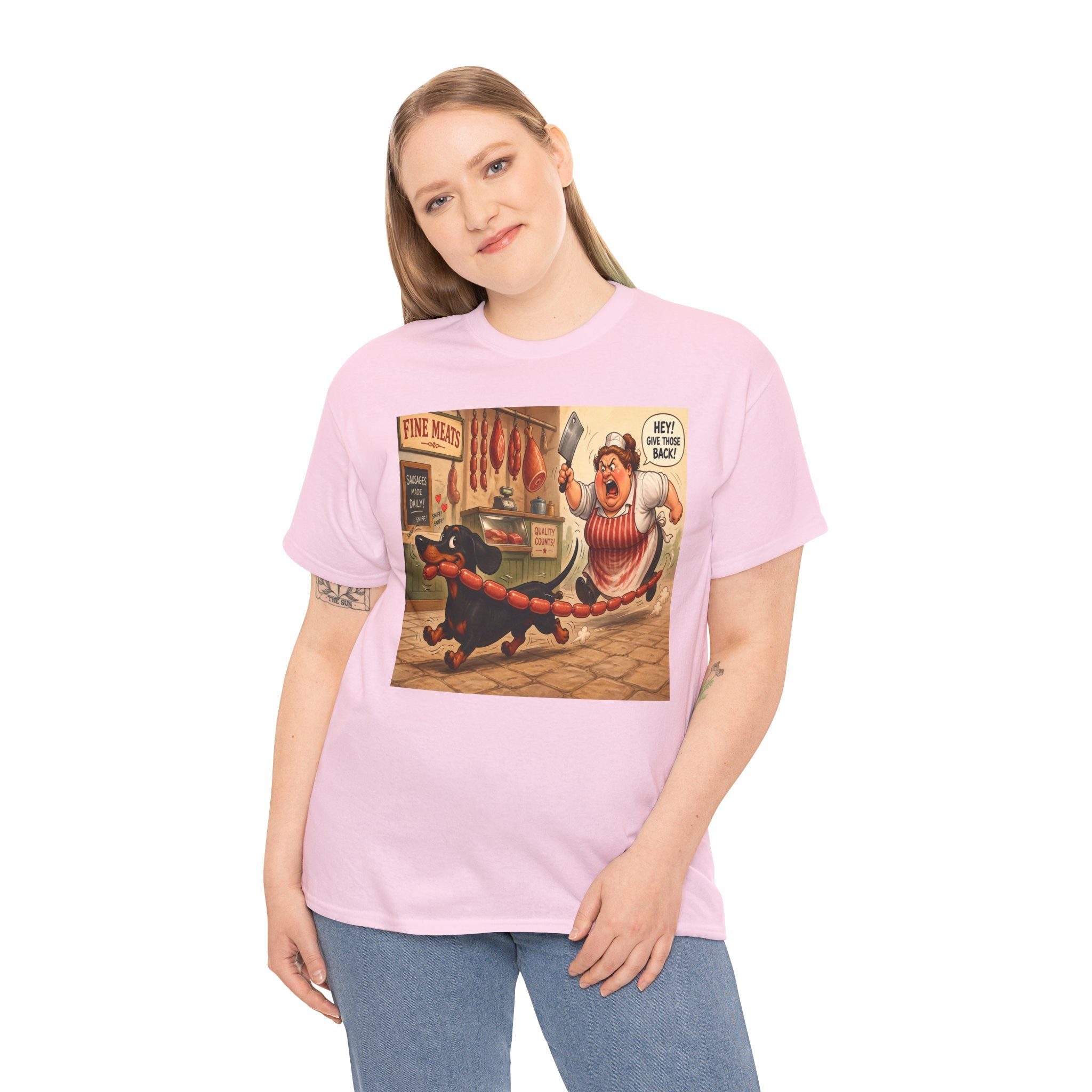Vintage Dachshund Sausage Run T-Shirt — Retro Funny Dog Illustration Tee