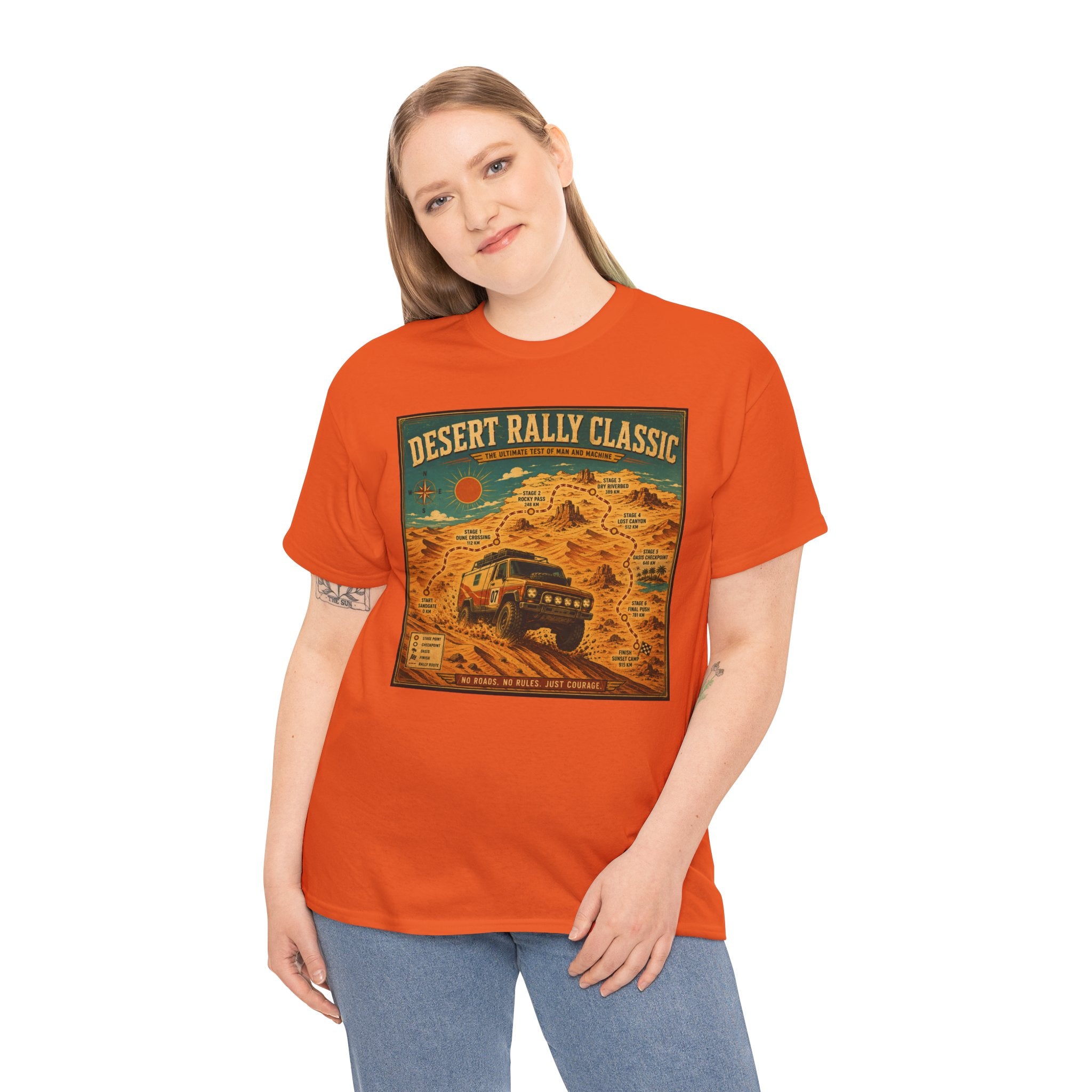 Desert Rally Classic Tee - Off-Road Vintage SUV Graphic ShirtDesert Rally Classic T-Shirt | Vintage Off-Road Racing Map Graphic Tee | Dakar Style Rally Route Shirt | Retro Motorsport Poster Art