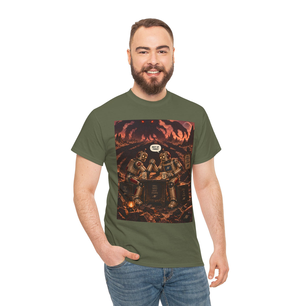 Best of Three? Retro Robot Arm-Wrestling T-Shirt