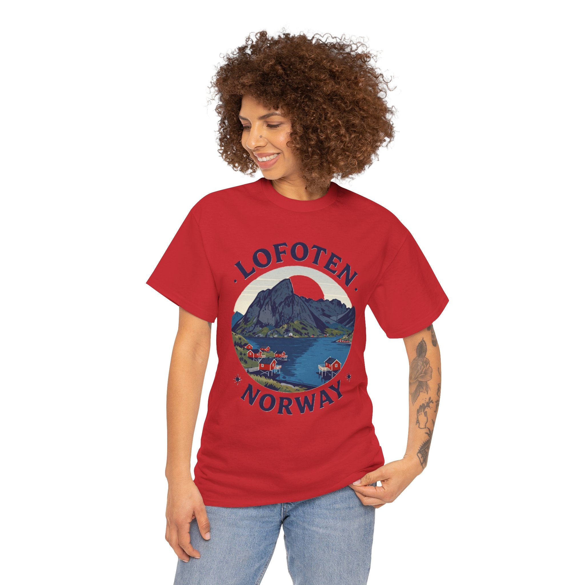 Lofoten Norway Graphic Tee — Scenic Mountain & Fjord Travel T-Shirt
