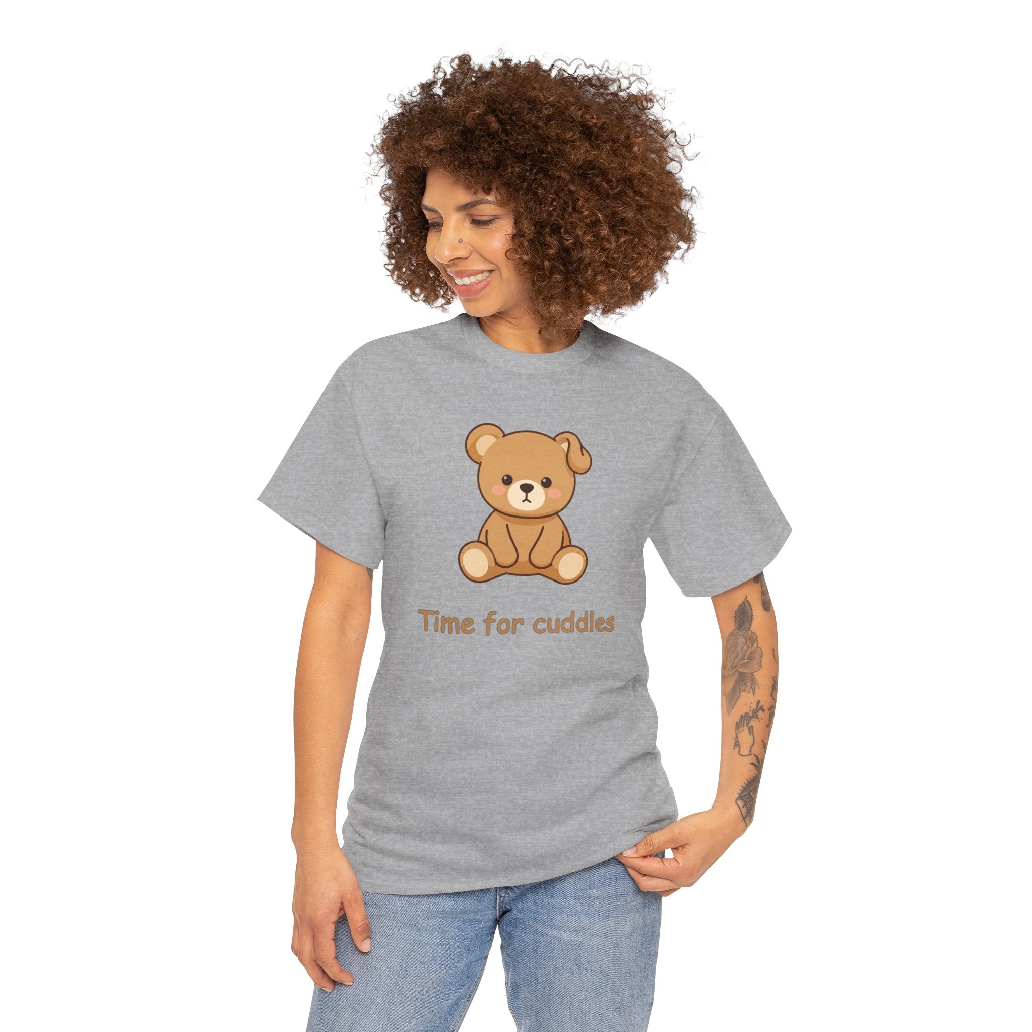 Cute Teddy Bear - BUSHY - "Time for Cuddles" T-Shirt The Bear With One Wonky Ear & Zero Regrets