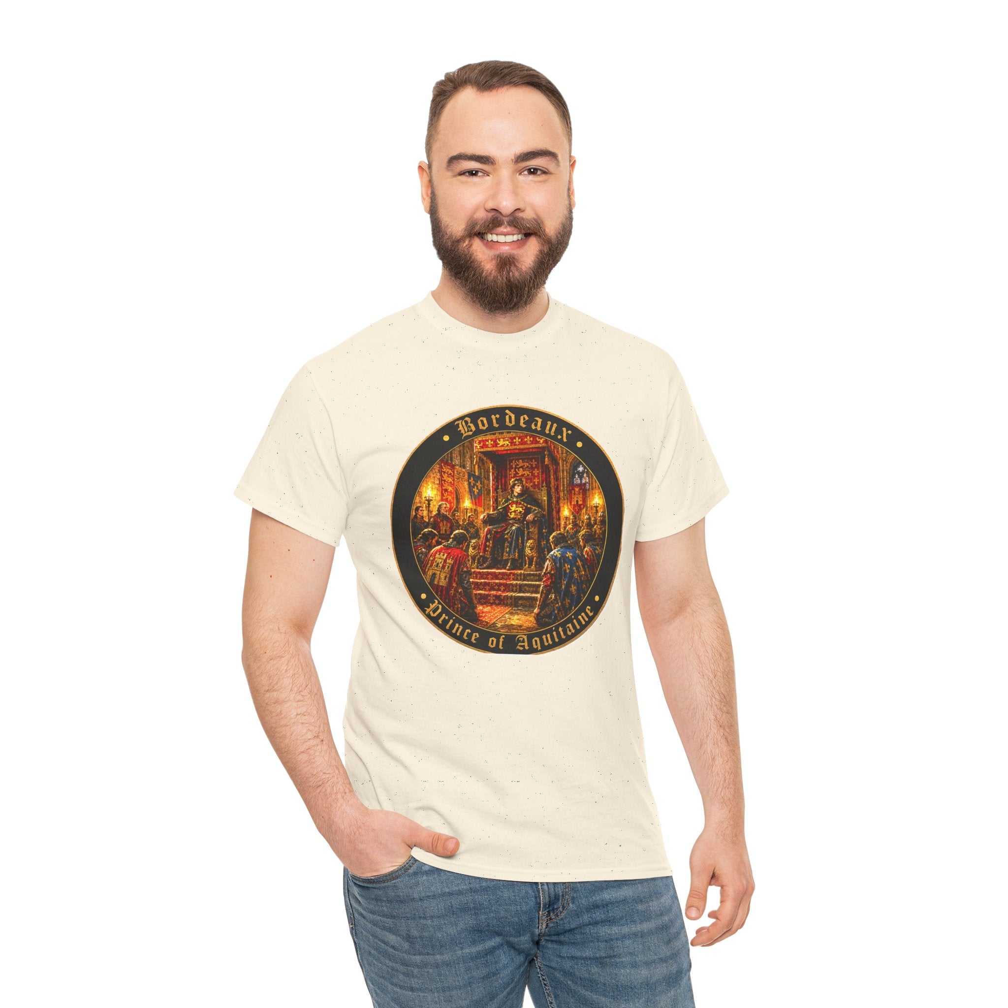 Bordeaux T-Shirt — "Prince of Aquitaine" Medieval Court Roundel Graphic Tee