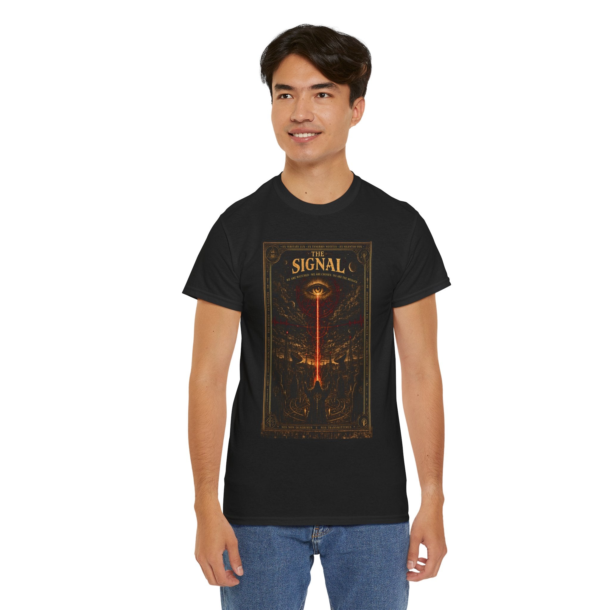 The Signal T-Shirt | Occult Conspiracy UFO Graphic Tee | All Seeing Eye Esoteric Shirt | Dark Academia Cult Aesthetic Art
