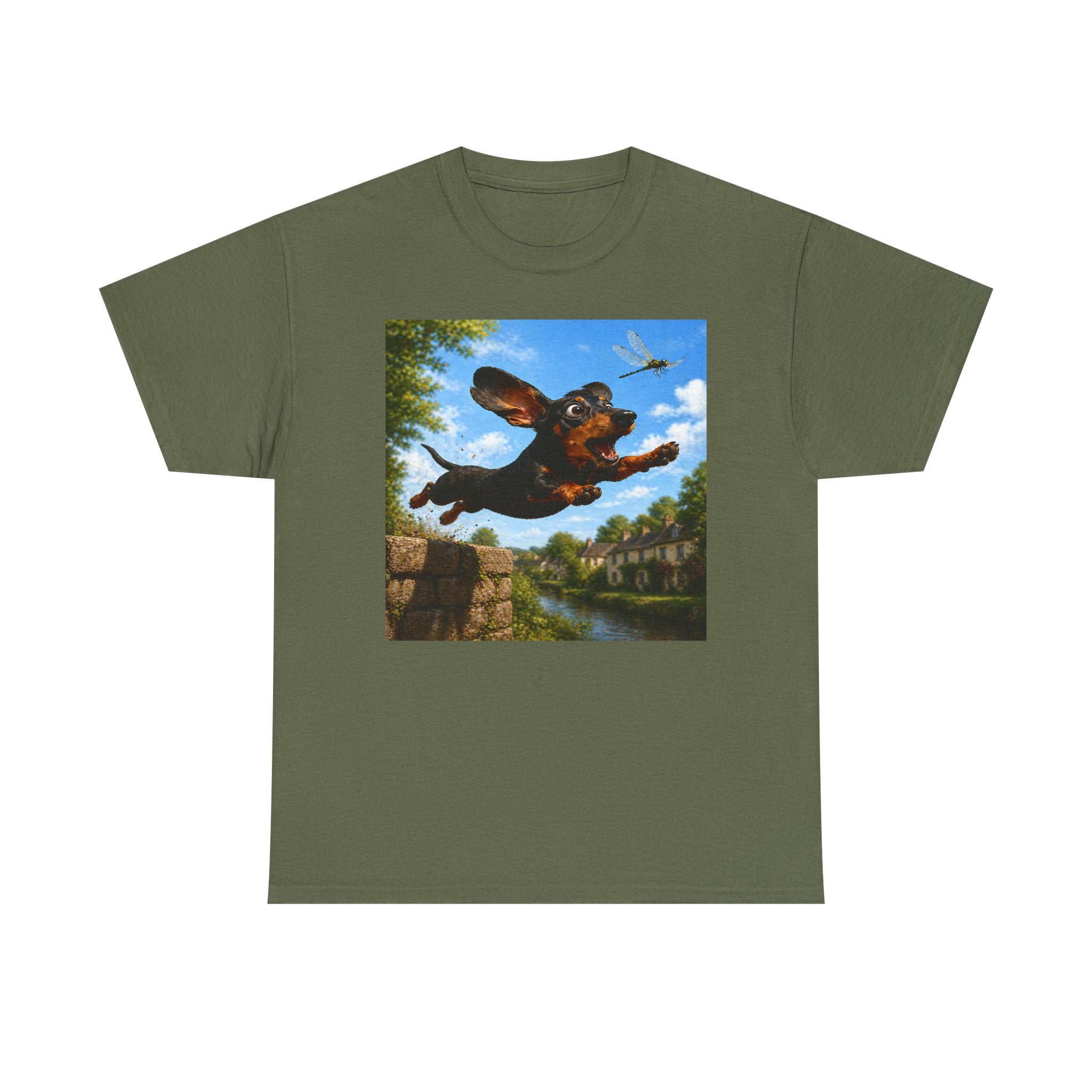 Flying Dachshund Dragonfly Chase T-Shirt