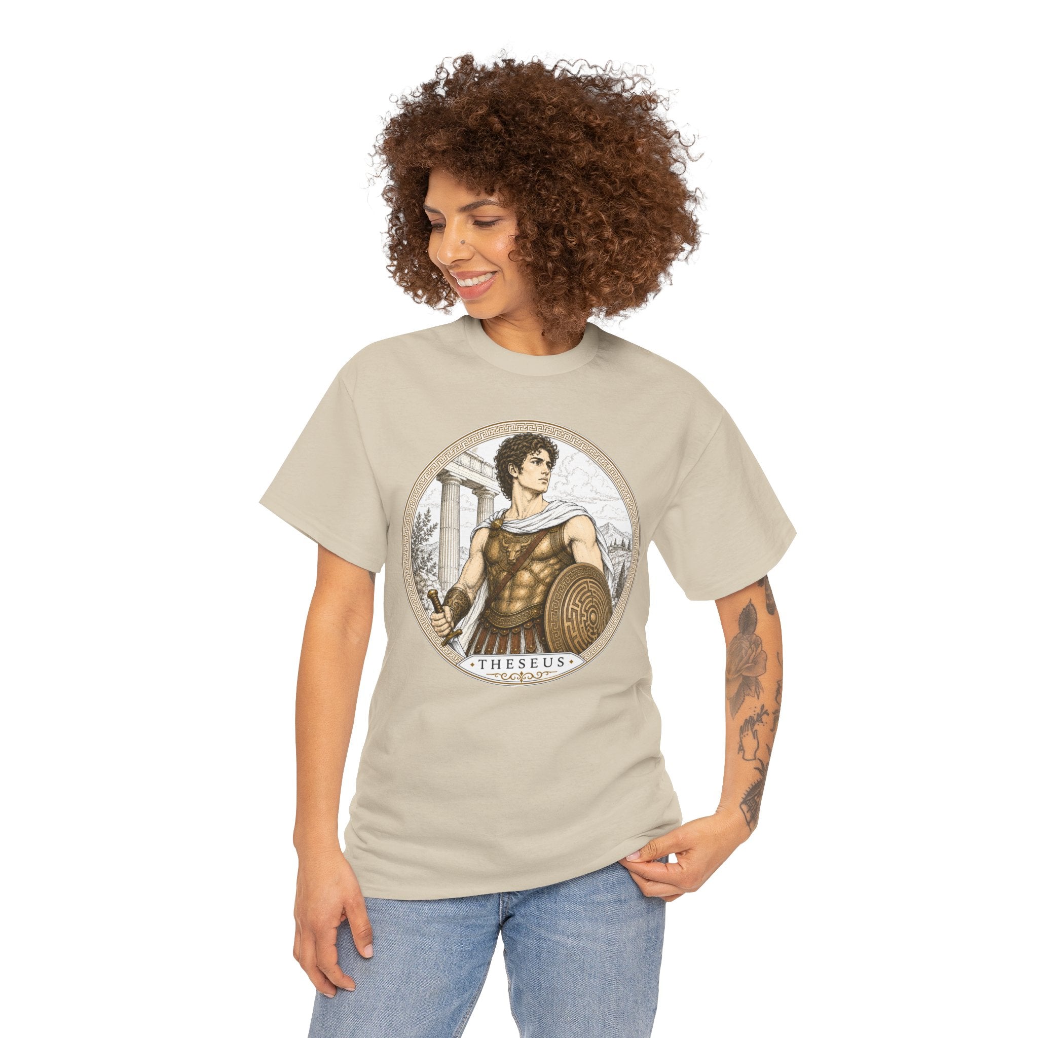 Theseus Greek Mythology T-Shirt — Ancient Hero Labyrinth Shield Minotaur Slayer