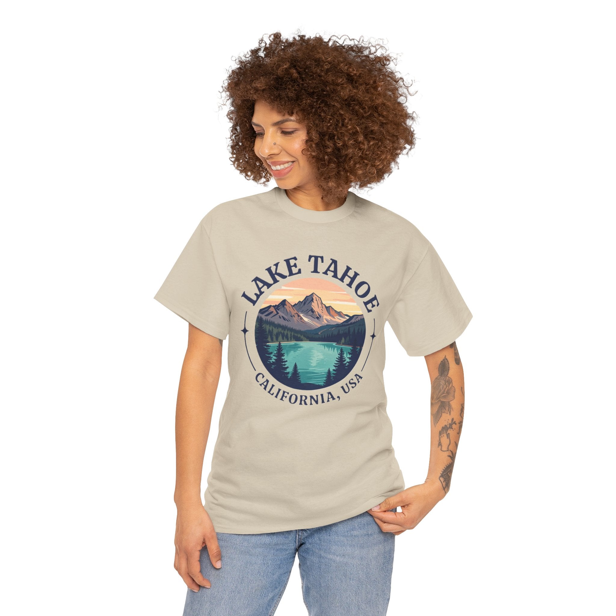 Lake Tahoe Graphic Tee — California Mountain & Lake Vintage Travel Shirt
