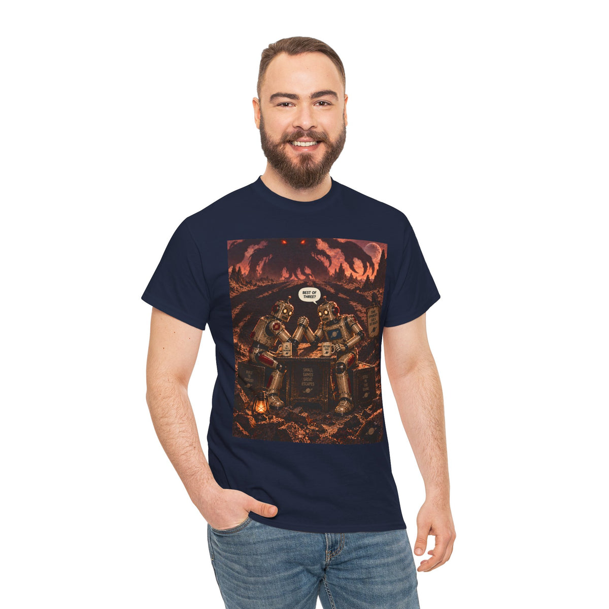 Best of Three? Retro Robot Arm-Wrestling T-Shirt