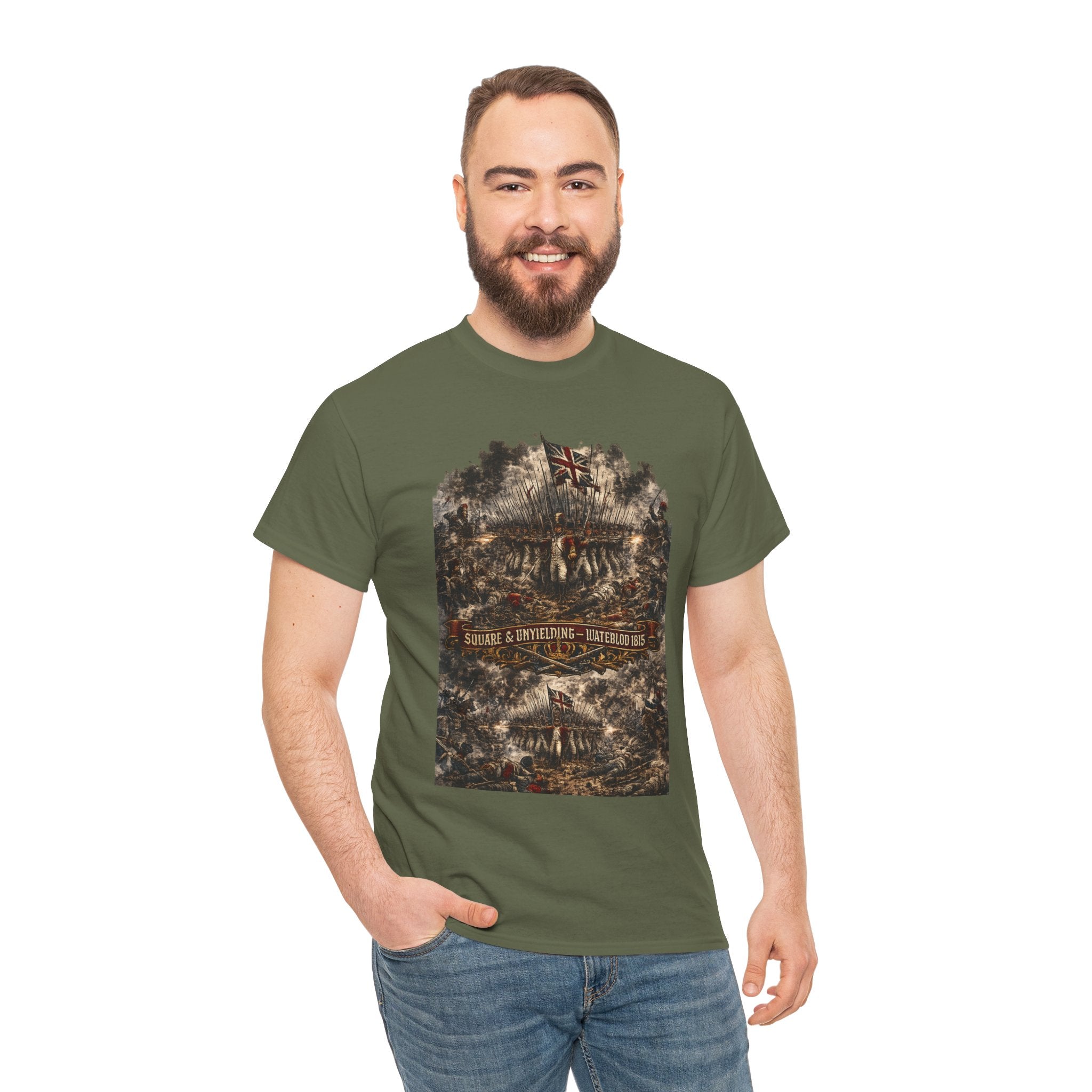 Square & Unyielding — Waterloo 1815 T-Shirt | British Infantry Square Battle Graphic Tee | Napoleonic Wars Dark Art | Wellington's Army Heritage Gift