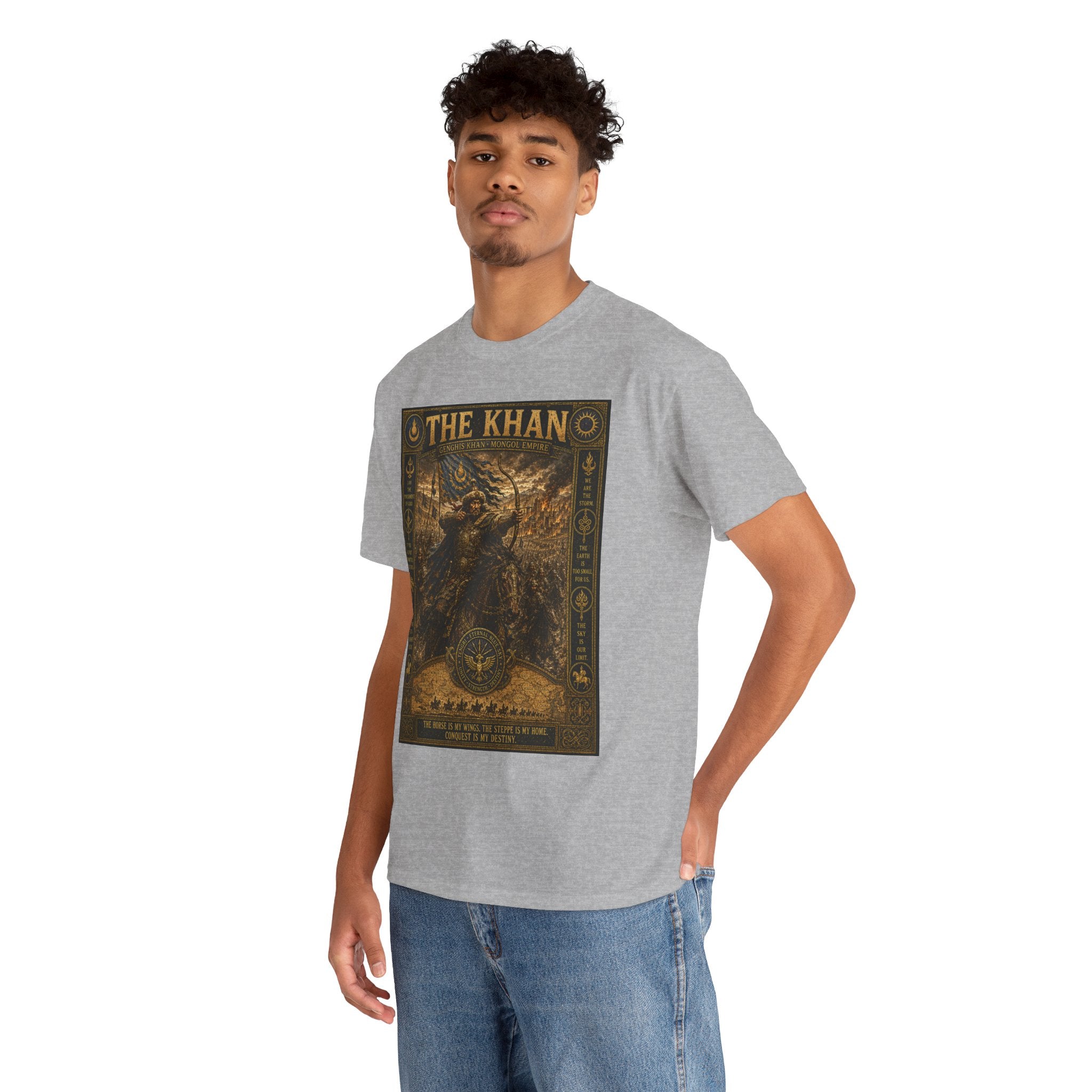 The Khan T-Shirt | Genghis Khan Mongol Empire Graphic Tee | Historical Conqueror Warrior Shirt | Ancient History Military Art
