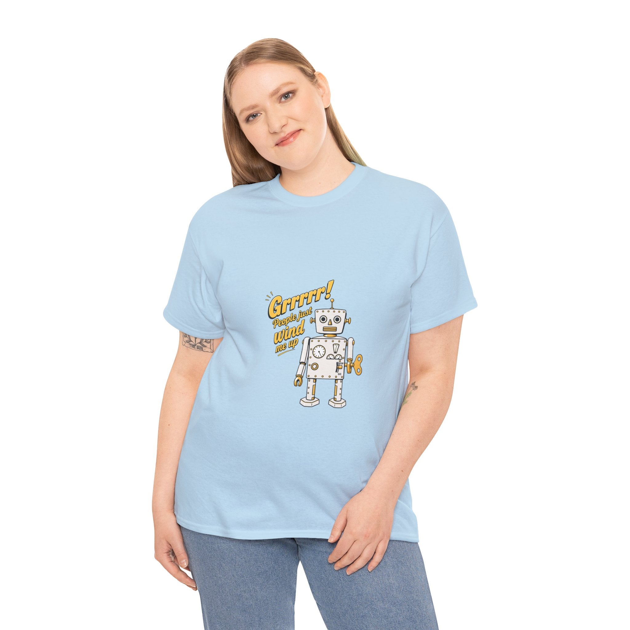 Retro Robot 'Grrrr!' please don't wind me up Graphic Tee — Vintage Wind-Up Robot T-Shirt