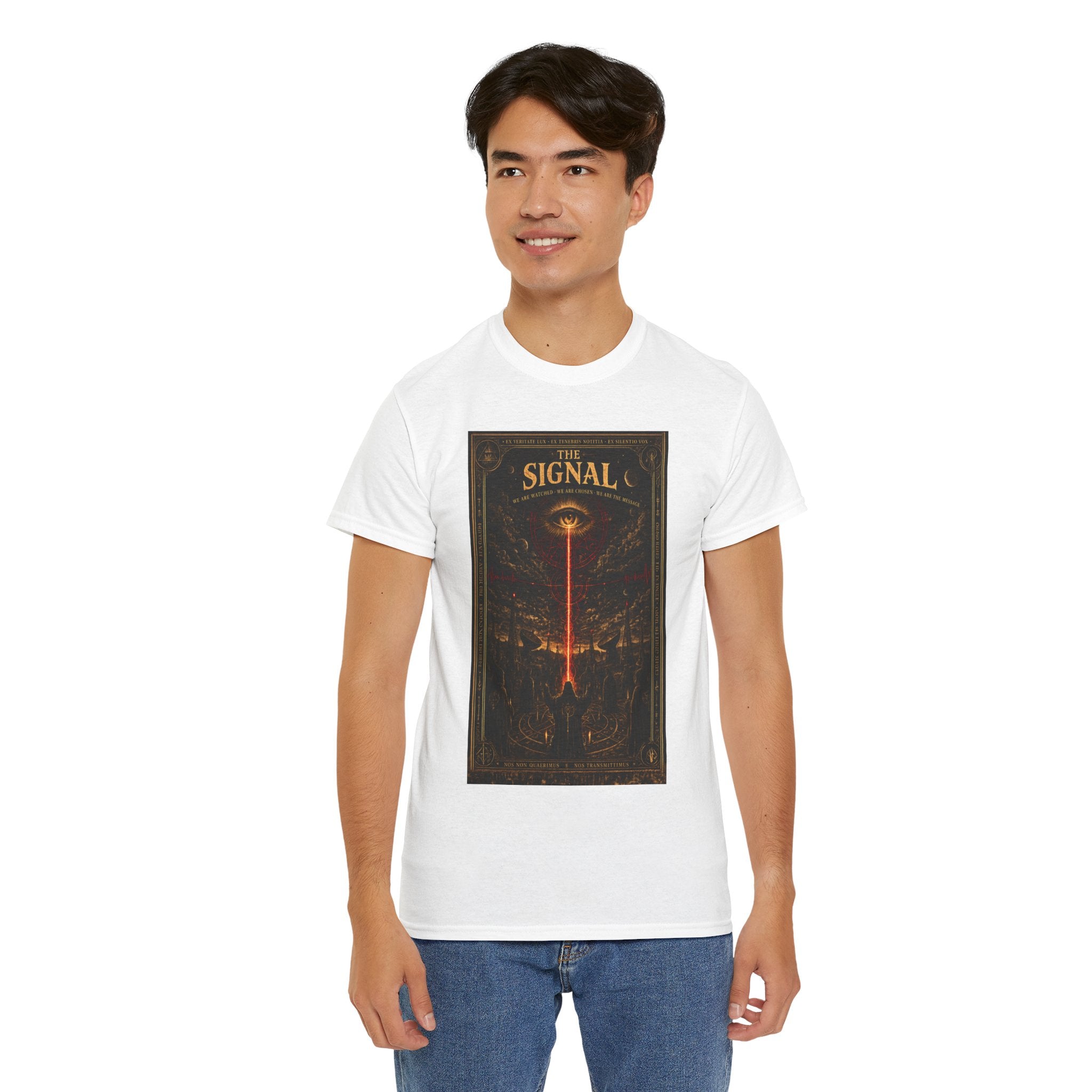 The Signal T-Shirt | Occult Conspiracy UFO Graphic Tee | All Seeing Eye Esoteric Shirt | Dark Academia Cult Aesthetic Art