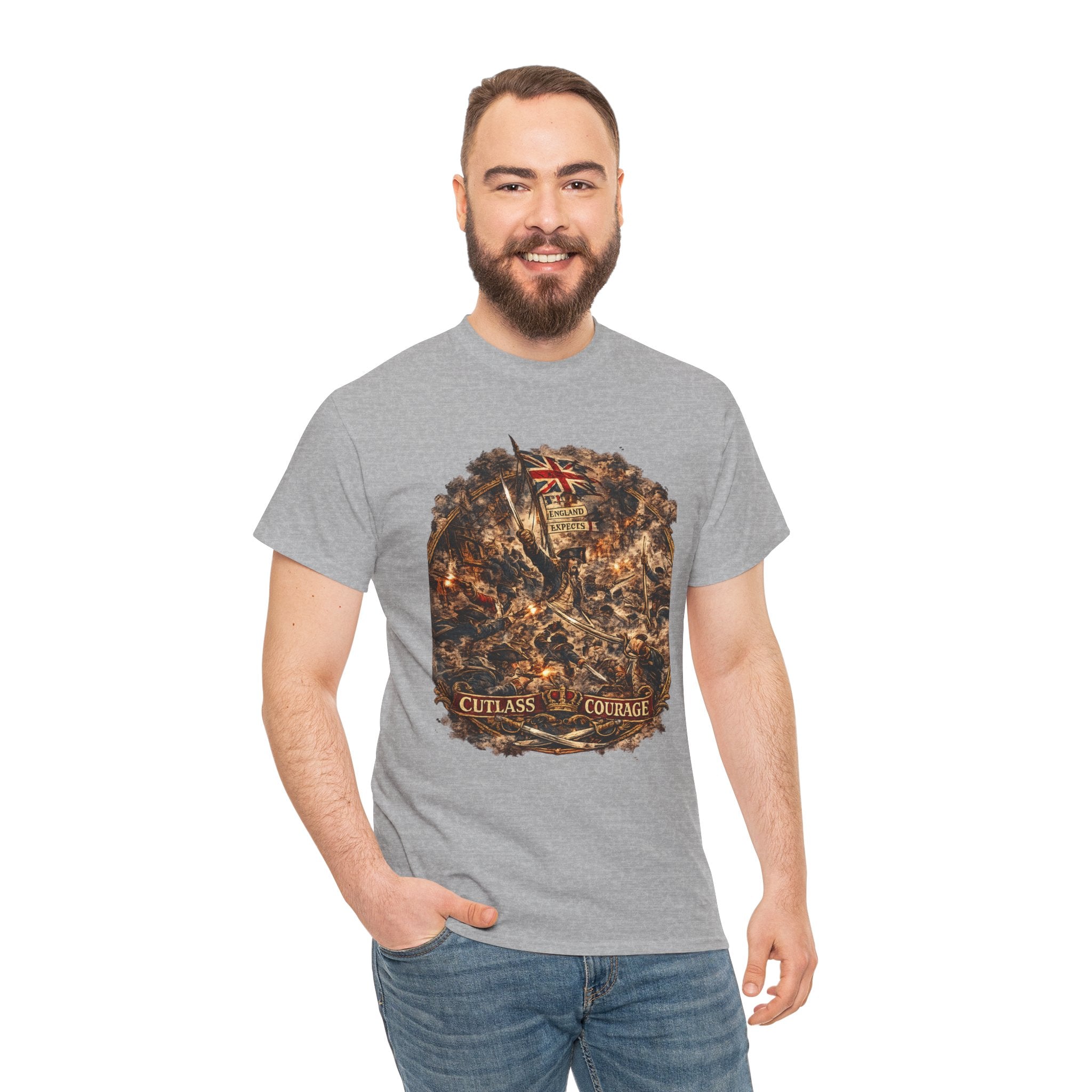 Cutlass Courage T-Shirt | Royal Navy Boarding Action Graphic Tee | Age of Sail Naval Battle Shirt