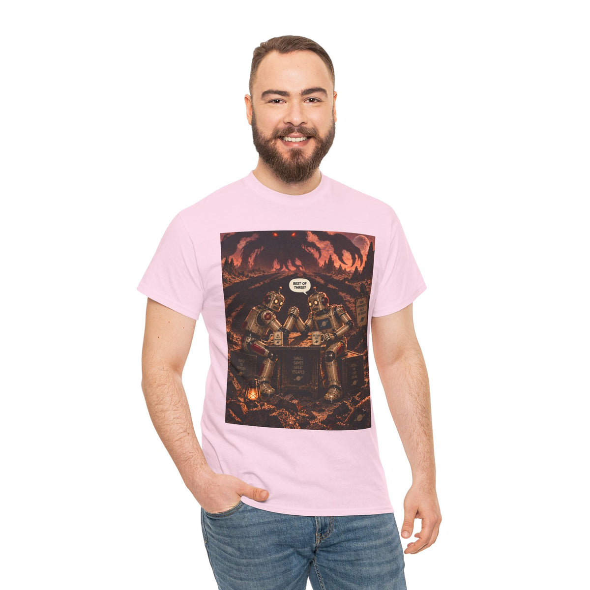 Best of Three? Retro Robot Arm-Wrestling T-Shirt