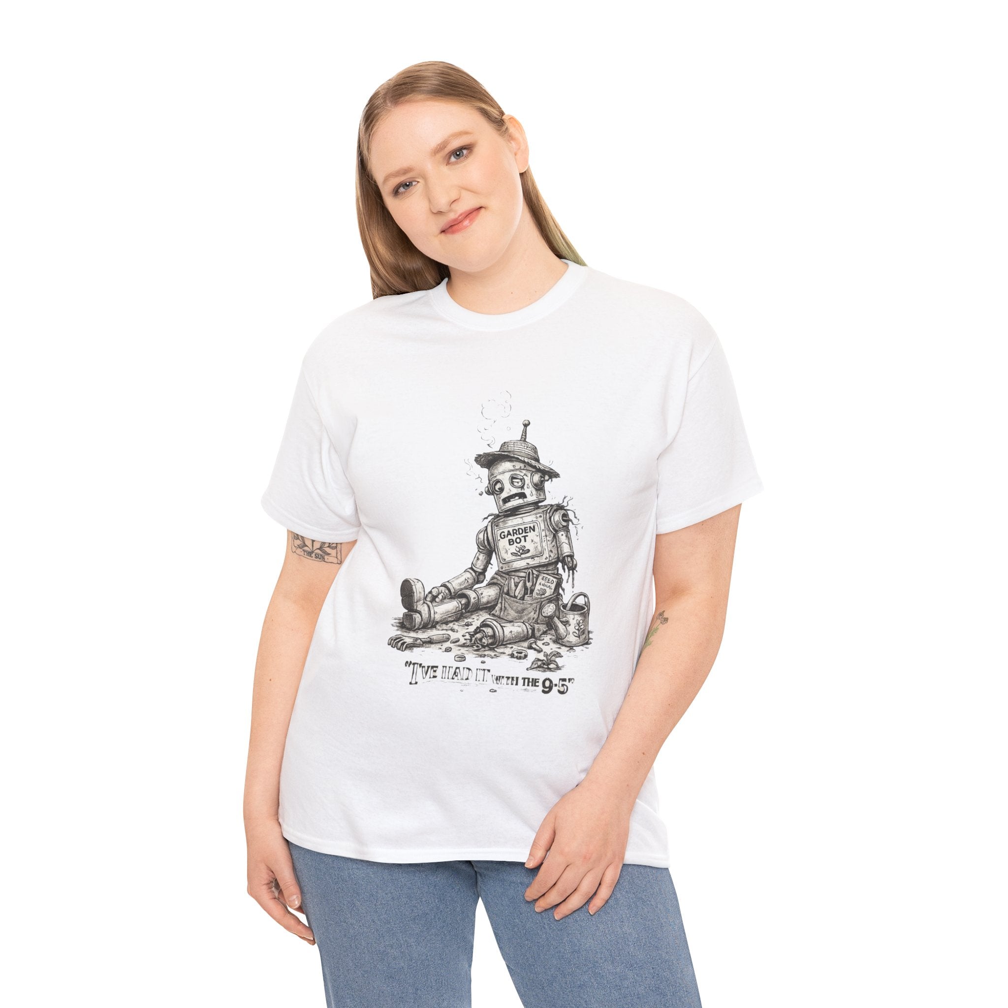 Tin Man Skeleton Tee — Retro Robot Art "Not Working" Graphic T-Shirt