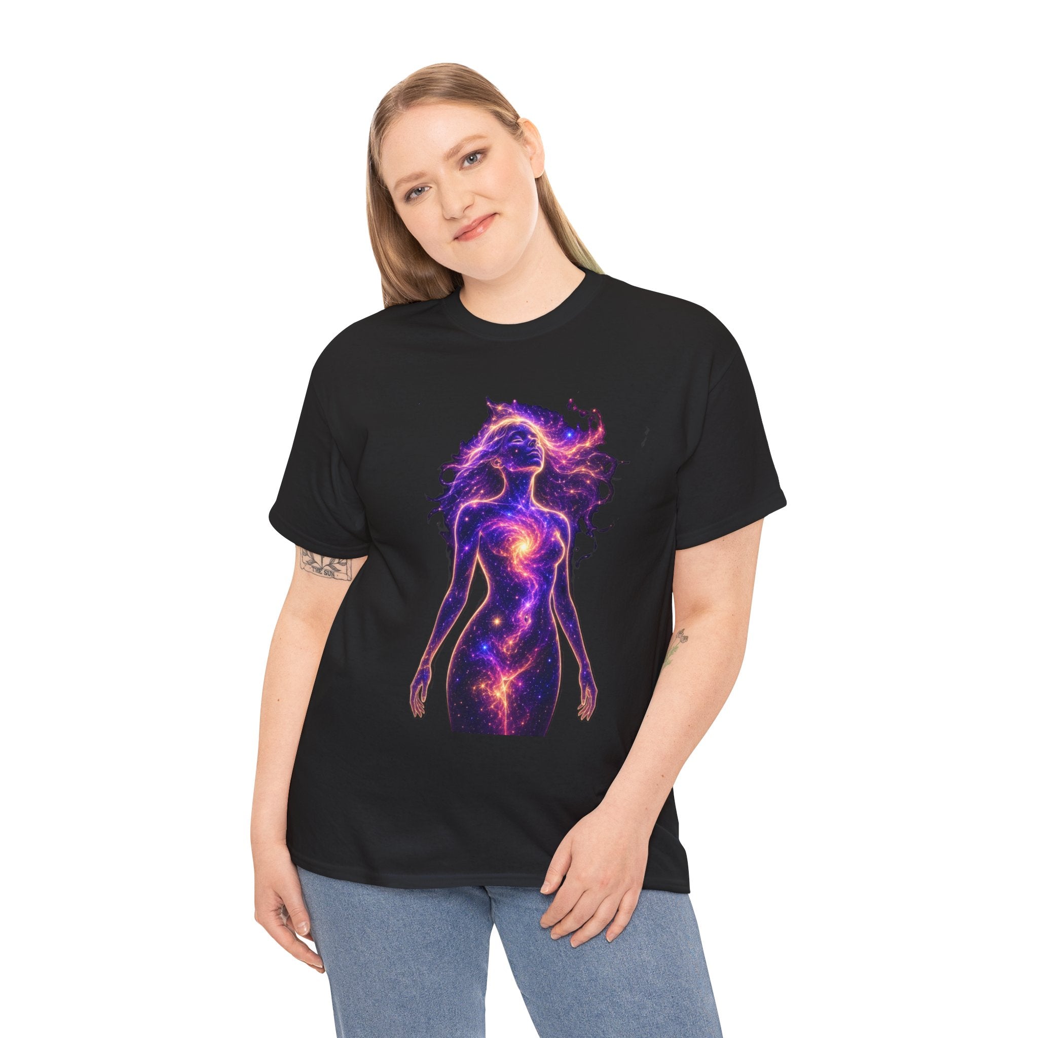 Cosmic Goddess Galaxy T-Shirt – Celestial Female Spirit, Universe Body, Nebula Art, Mystical Space Graphic Tee