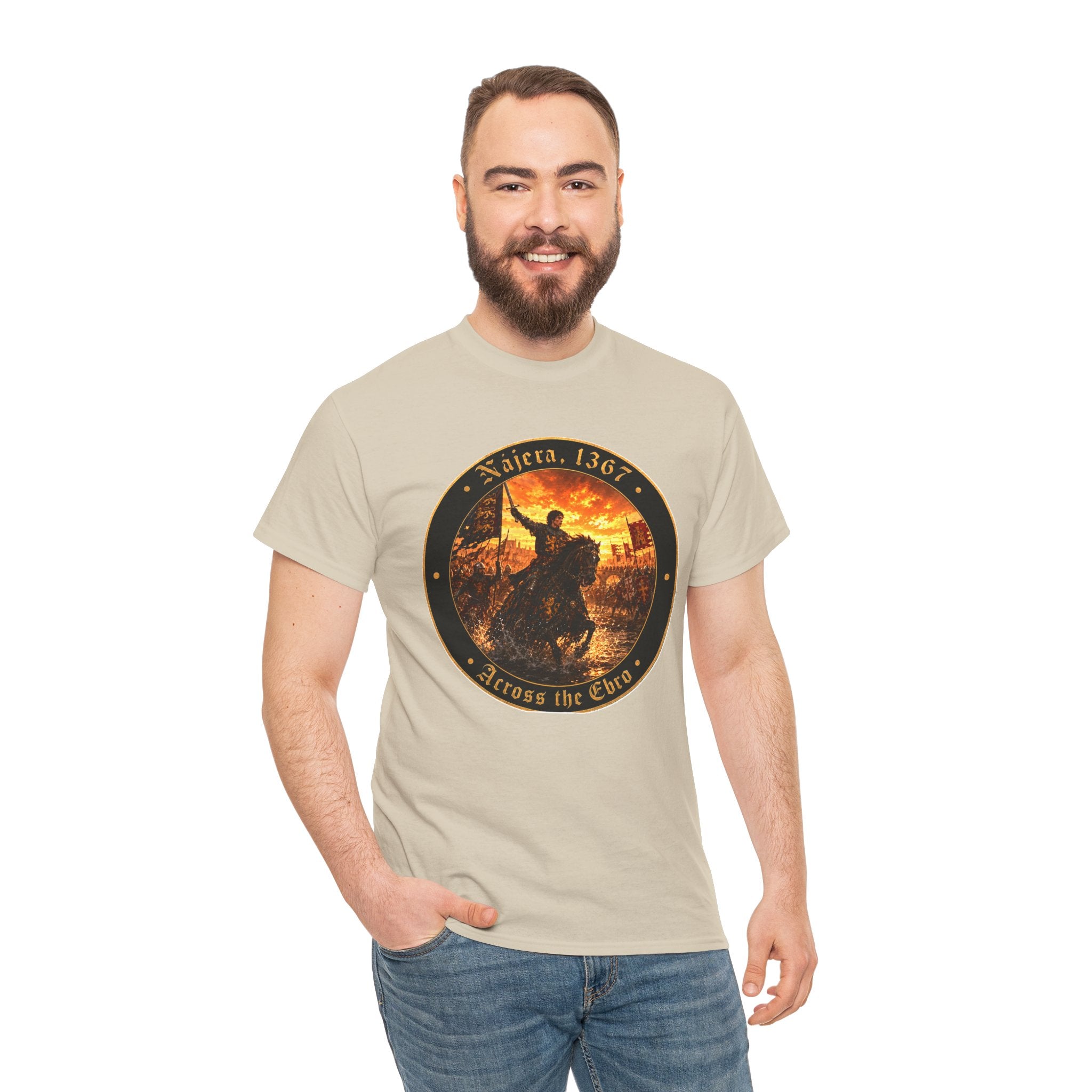 Nájera 1367 T-Shirt — "Across the Ebro" Medieval Battle Roundel Graphic Tee