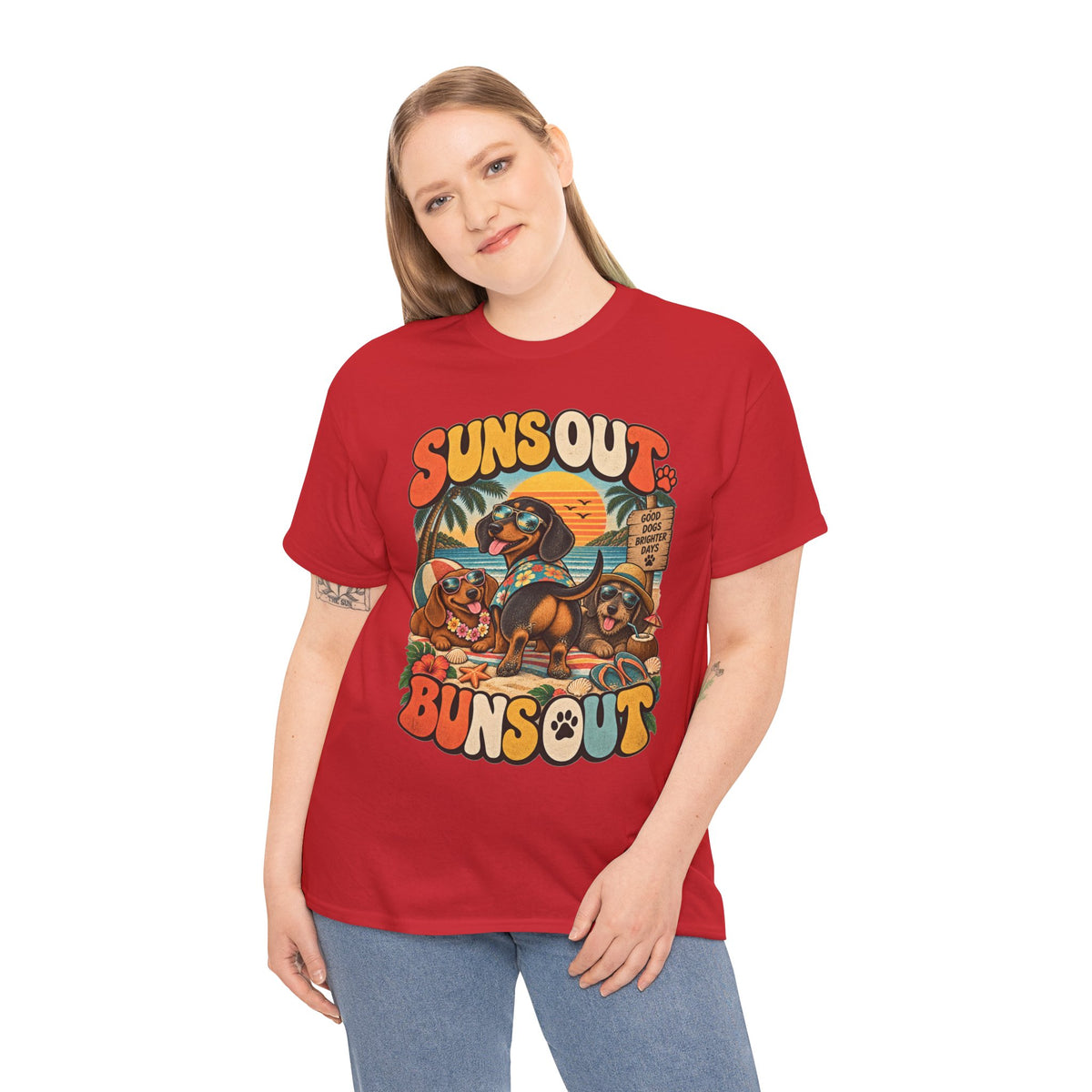 Suns Out Buns Out Dachshund Beach T-Shirt