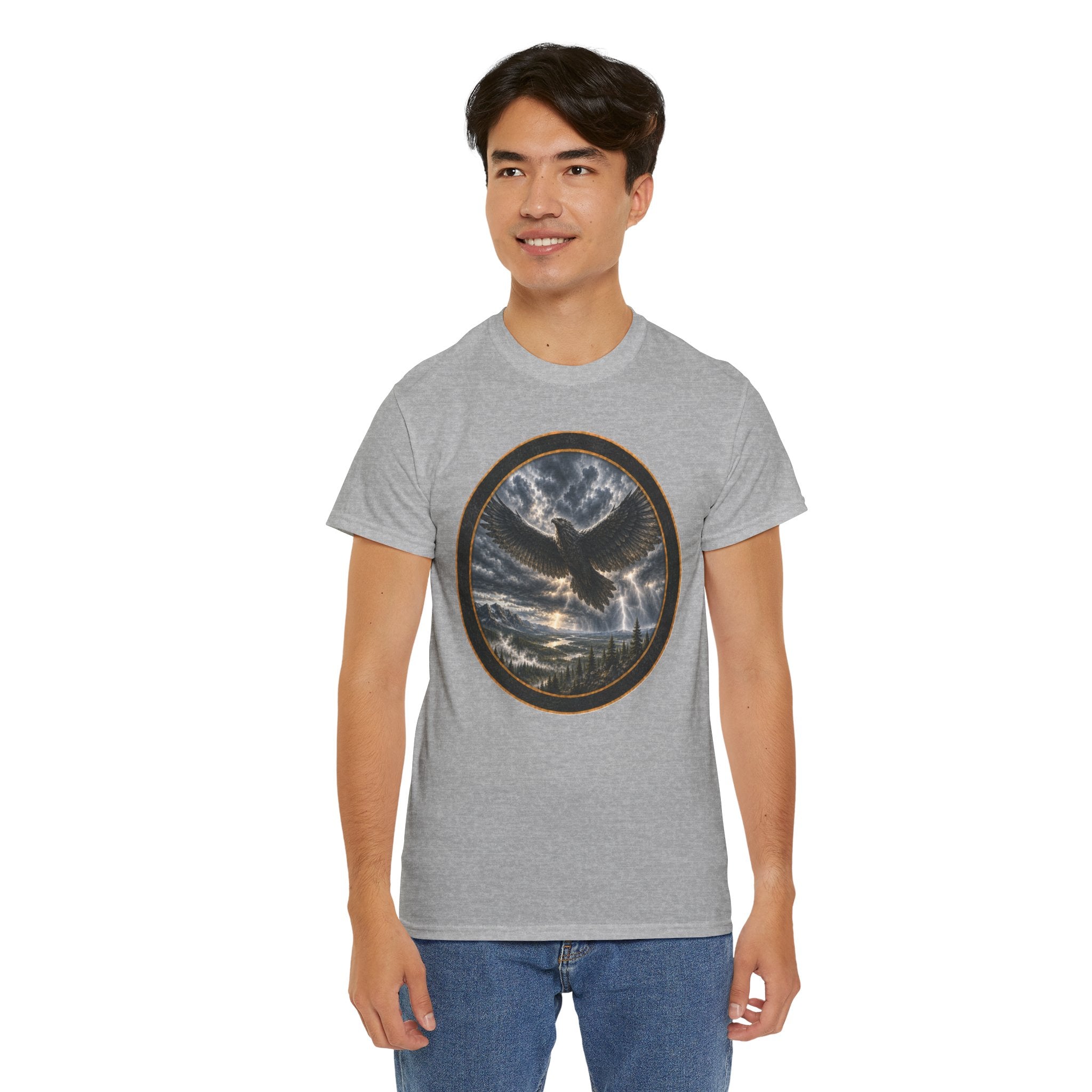 The Thunderbird Circle Tee — Gothic Nature Graphic T-Shirt