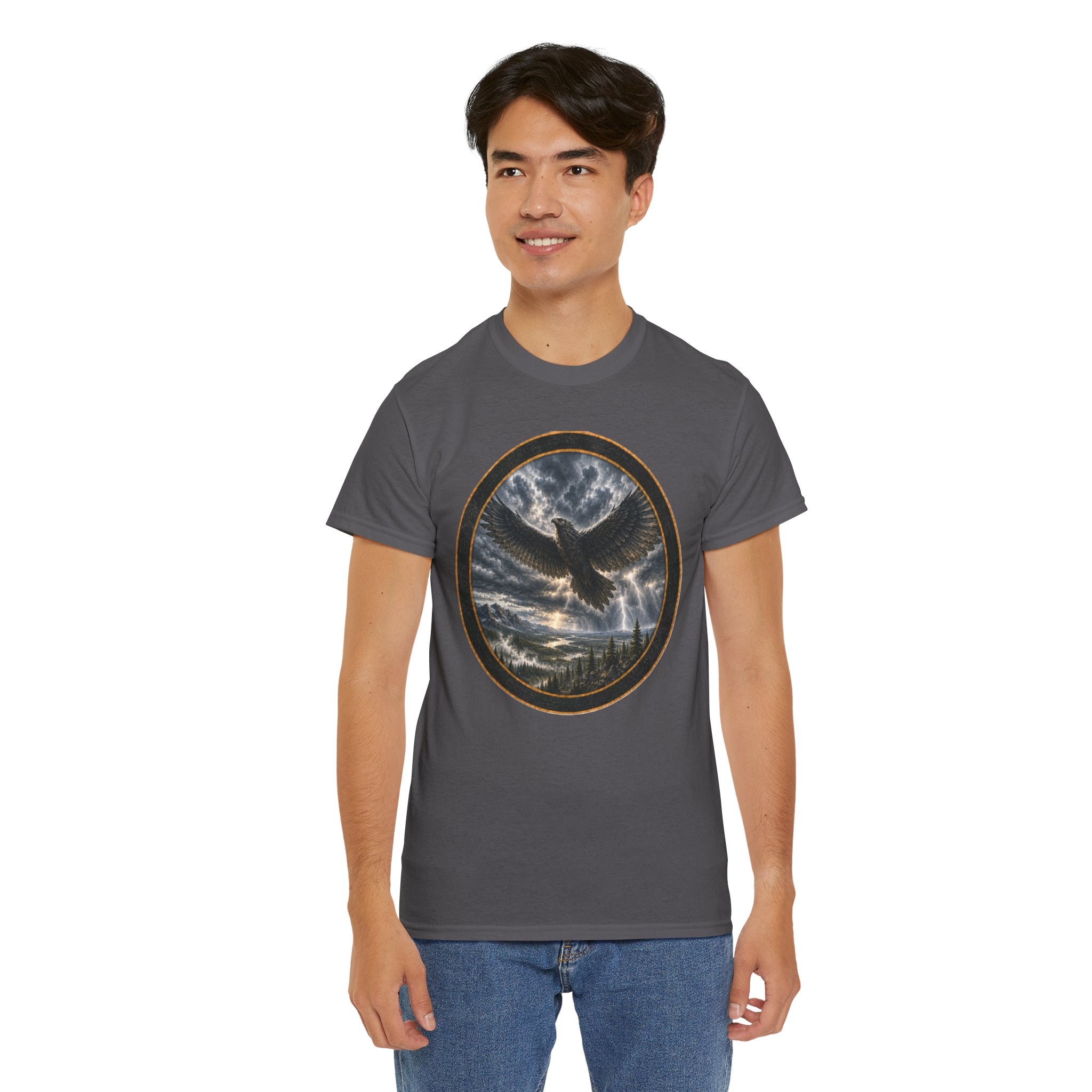 The Thunderbird Circle Tee — Gothic Nature Graphic T-Shirt