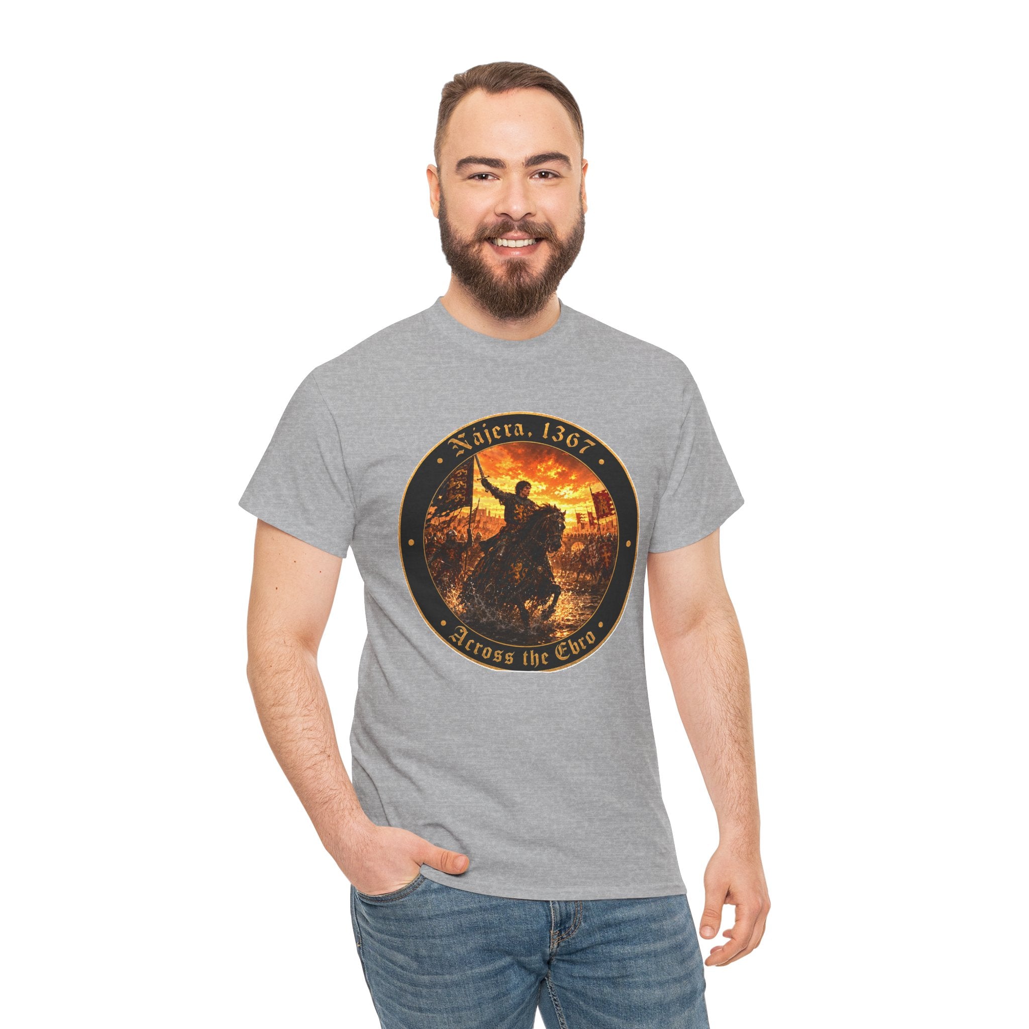 Nájera 1367 T-Shirt — "Across the Ebro" Medieval Battle Roundel Graphic Tee