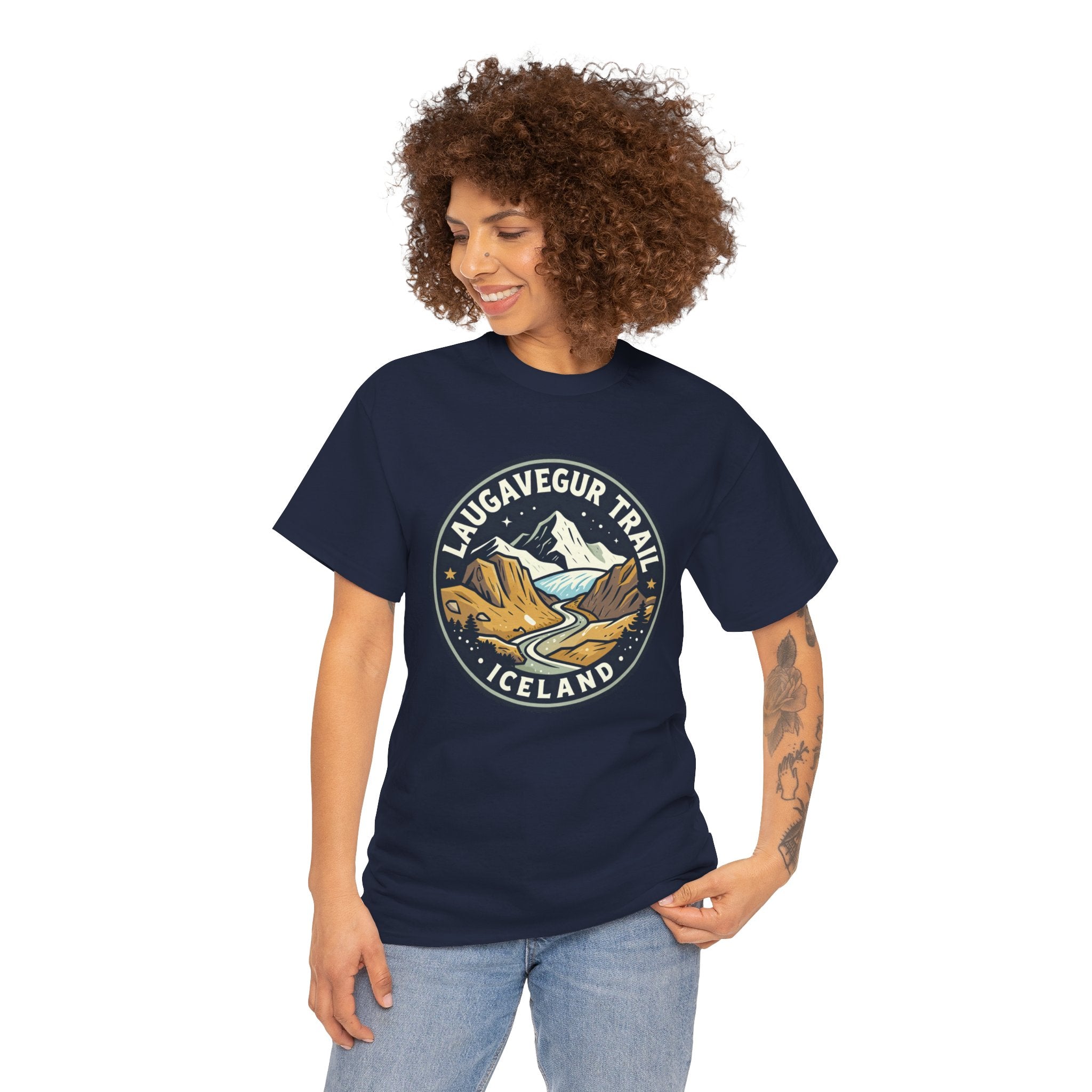 Laugavegur Trail Iceland T-Shirt — Vintage Hiking Badge Tee