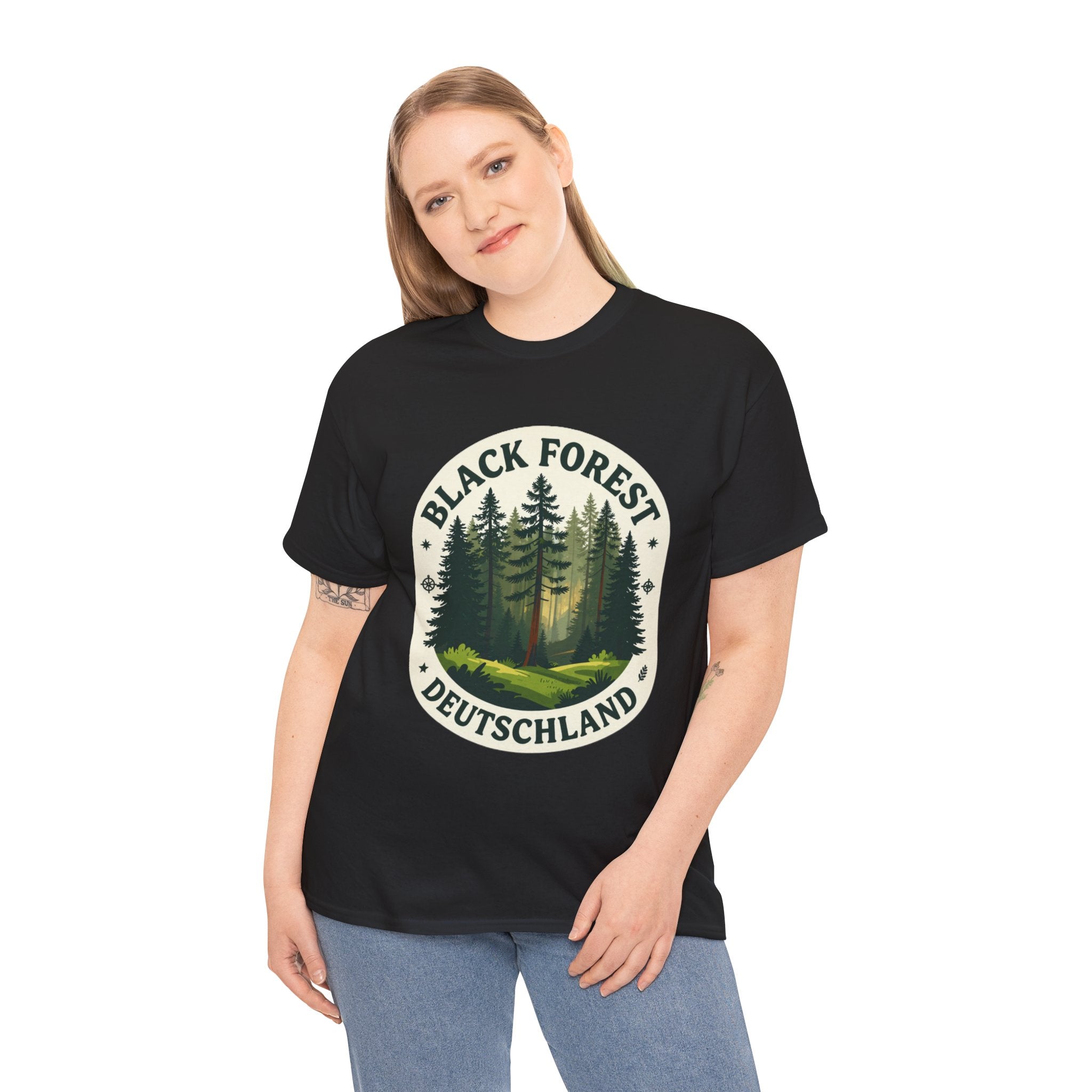 Black Forest T-Shirt | Schwarzwald Deutschland Hiking Tee | Germany Forest Badge Graphic Shirt | Germany Travel Gift