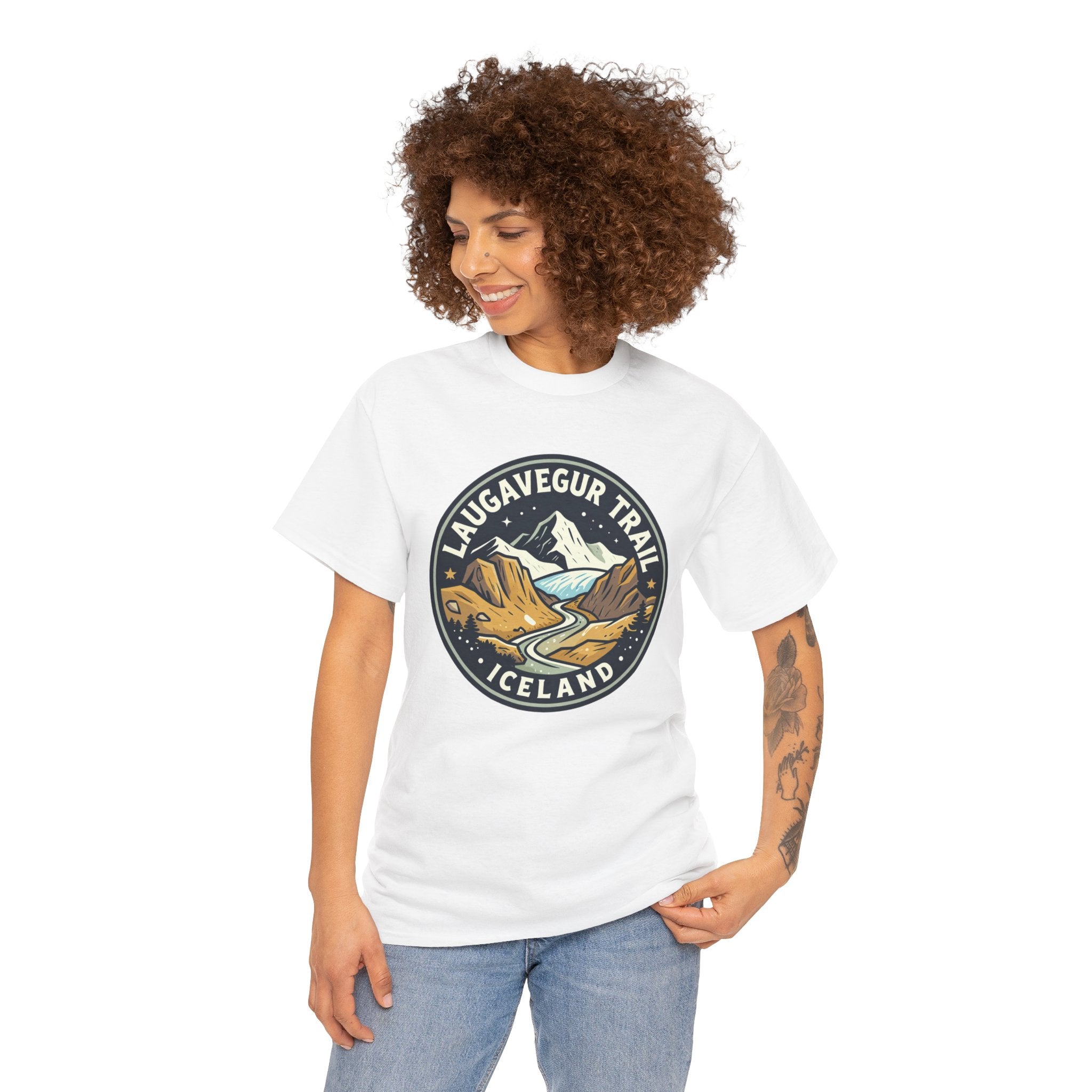 Laugavegur Trail Iceland T-Shirt — Vintage Hiking Badge Tee
